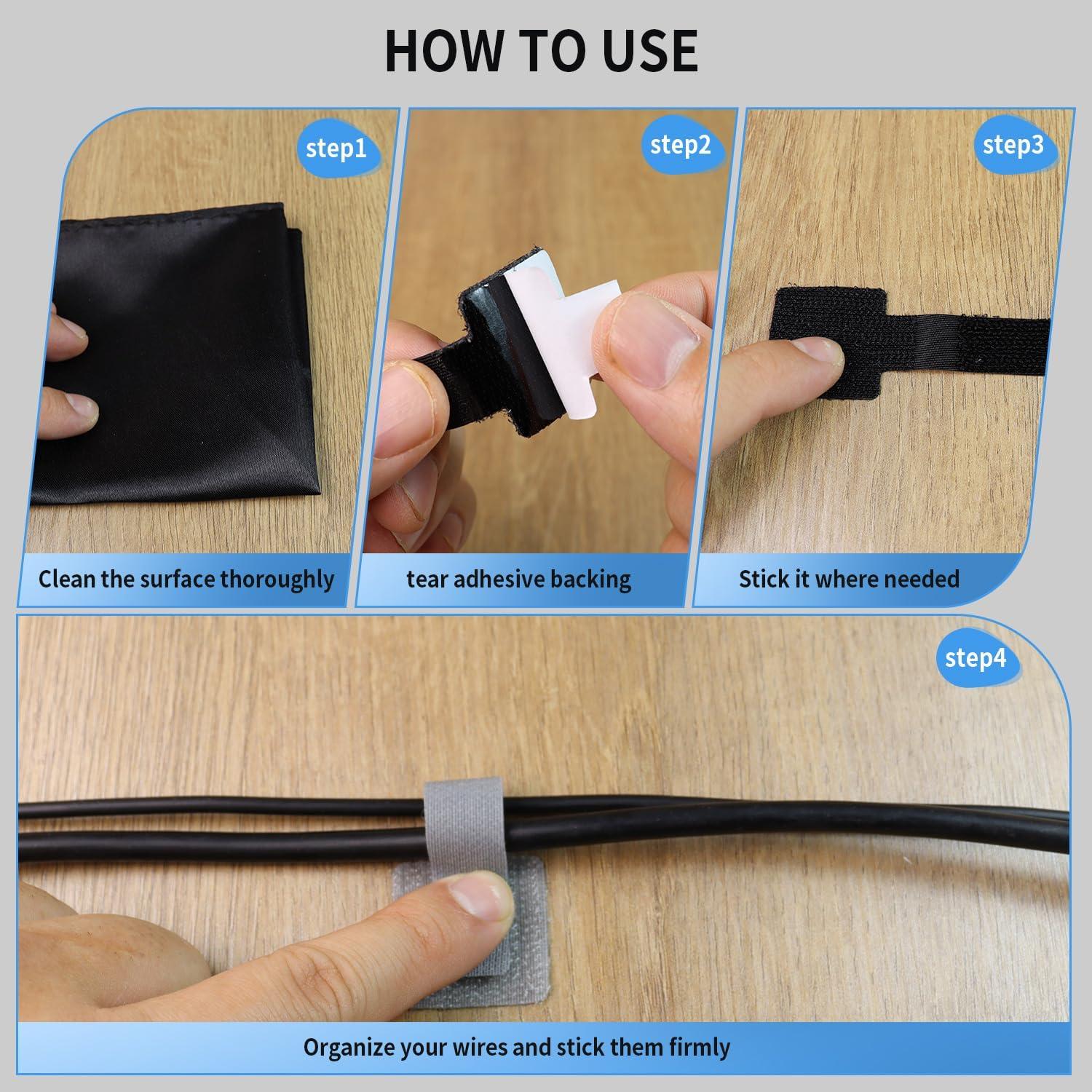 60 Sujetadores Adhesivos de Cable Quadafy - Organizador Nylon