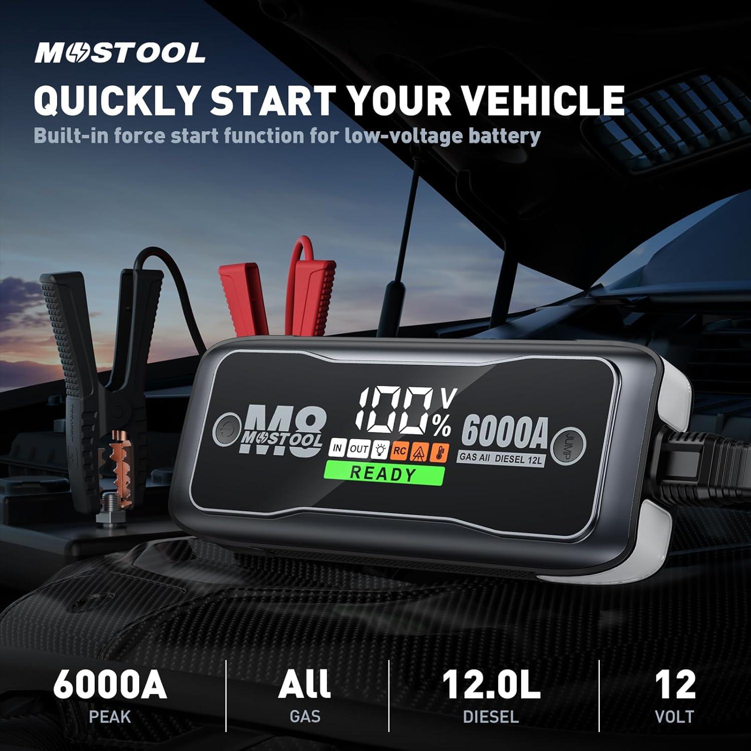 Arrancador de Batería MOSTOOL M8 6000A 12V con LED