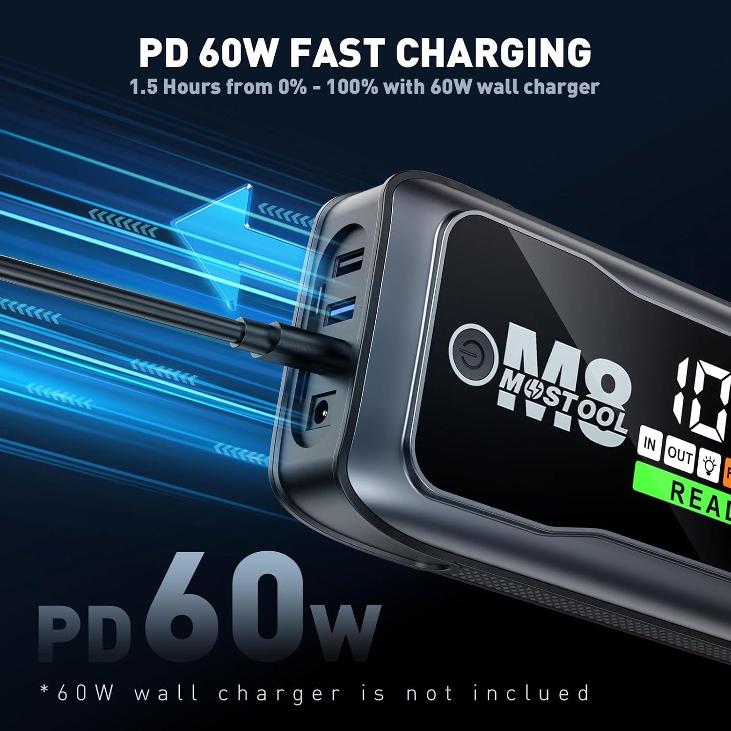 Arrancador de Batería MOSTOOL M8 6000A 12V con LED