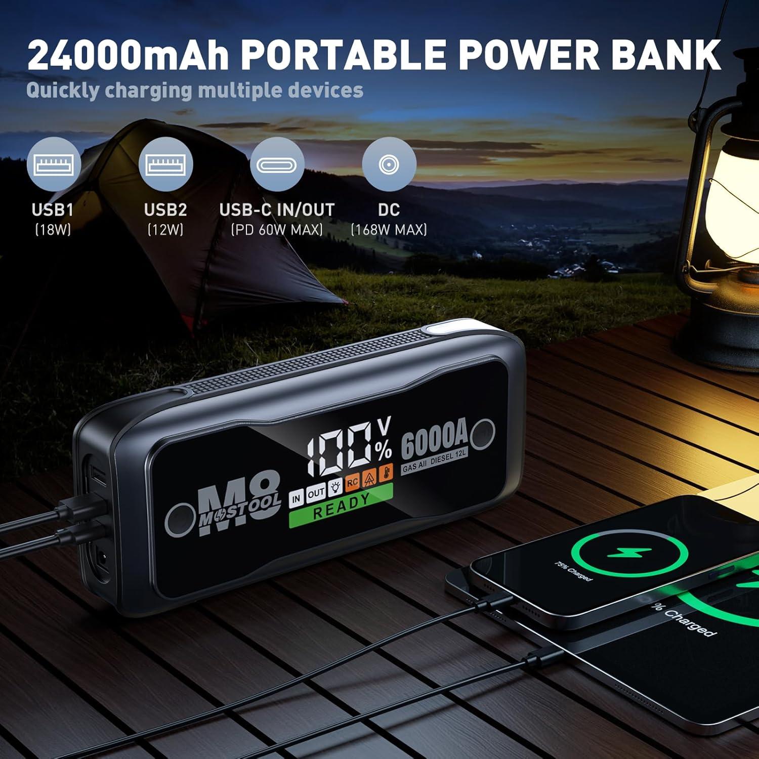 Arrancador de Batería MOSTOOL M8 6000A 12V con LED