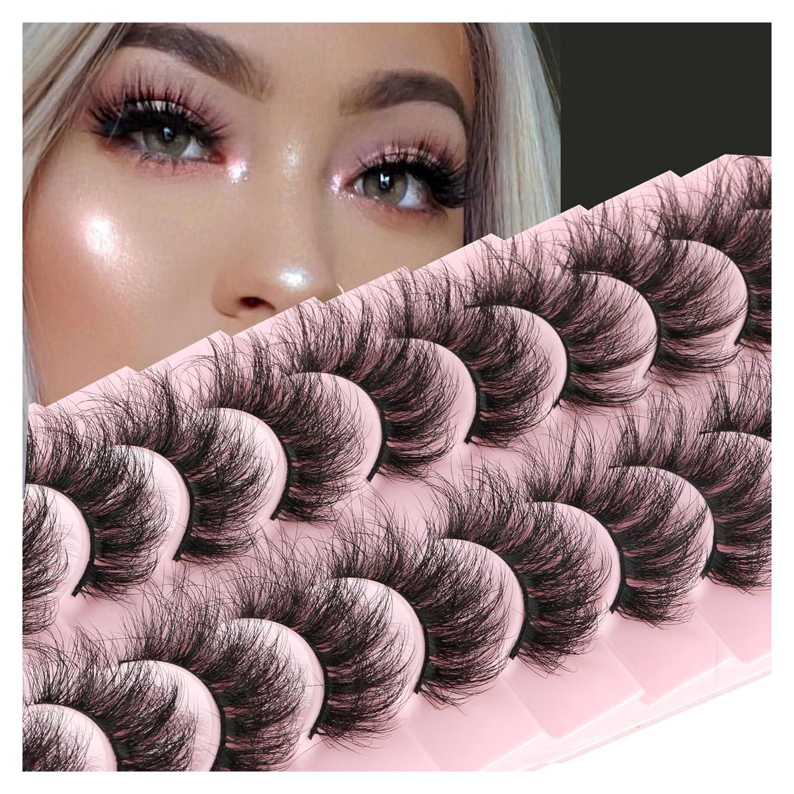 Pestañas Postizas 3D FANXITON 19mm Rizadas Naturales 10 Pares