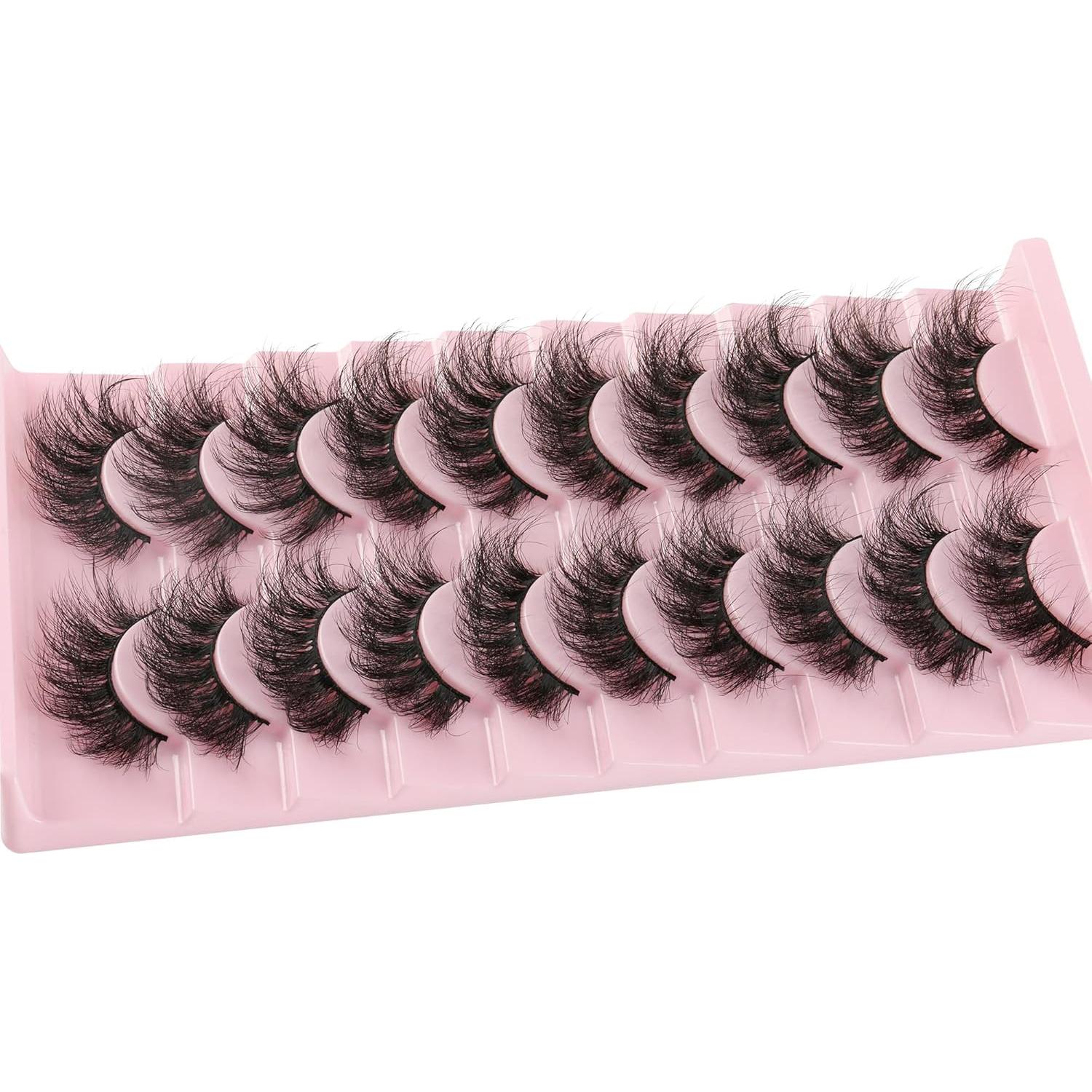 Pestañas Postizas 3D FANXITON 19mm Rizadas Naturales 10 Pares