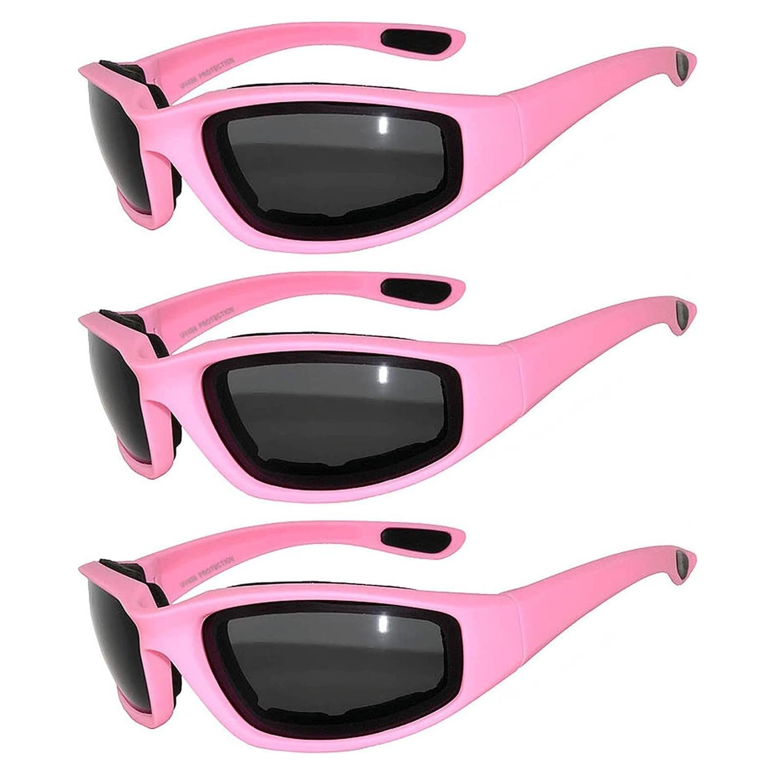 Paquete de 3 Gafas de Motocicleta Acolchadas UV400