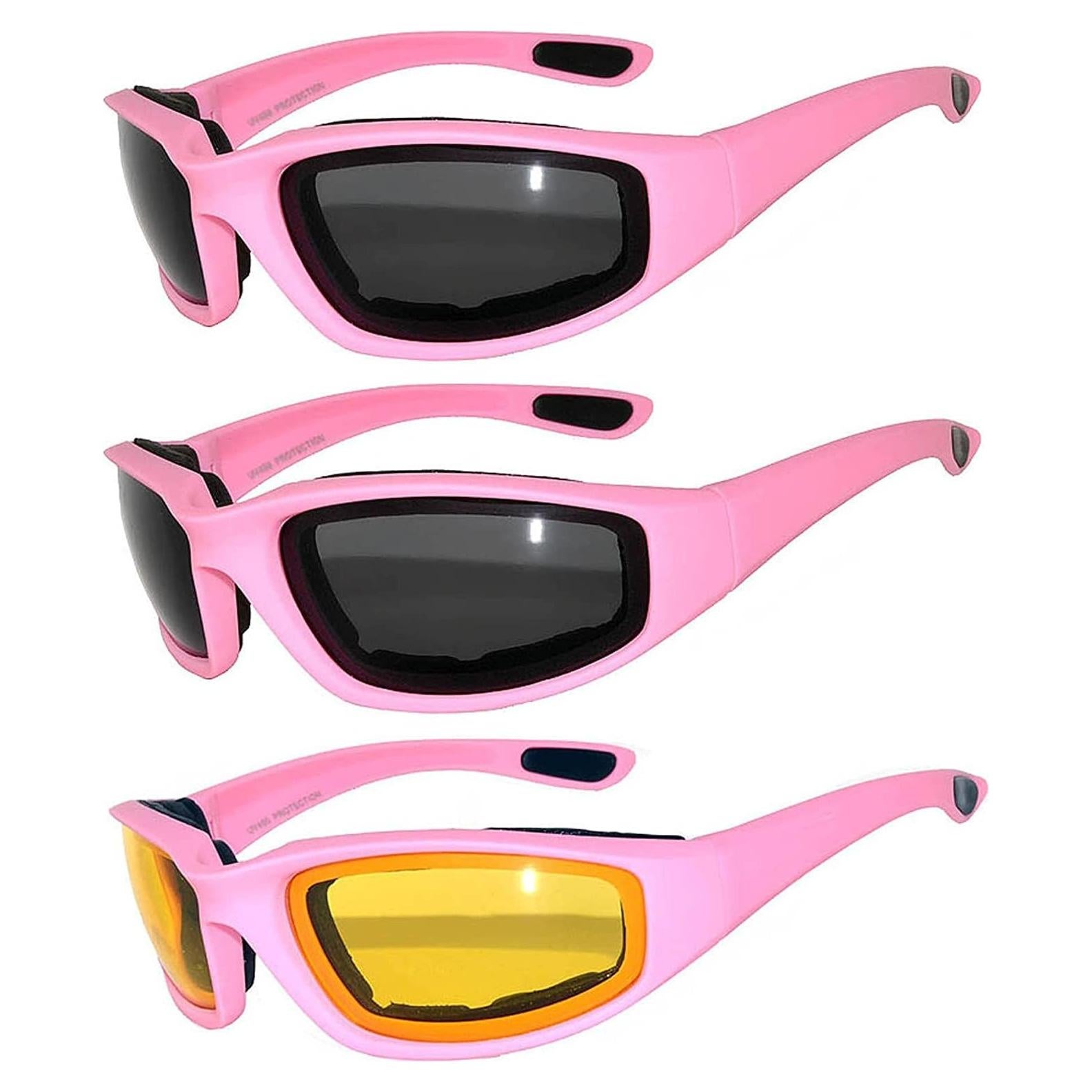 Paquete de 3 Gafas de Motocicleta Acolchadas UV400