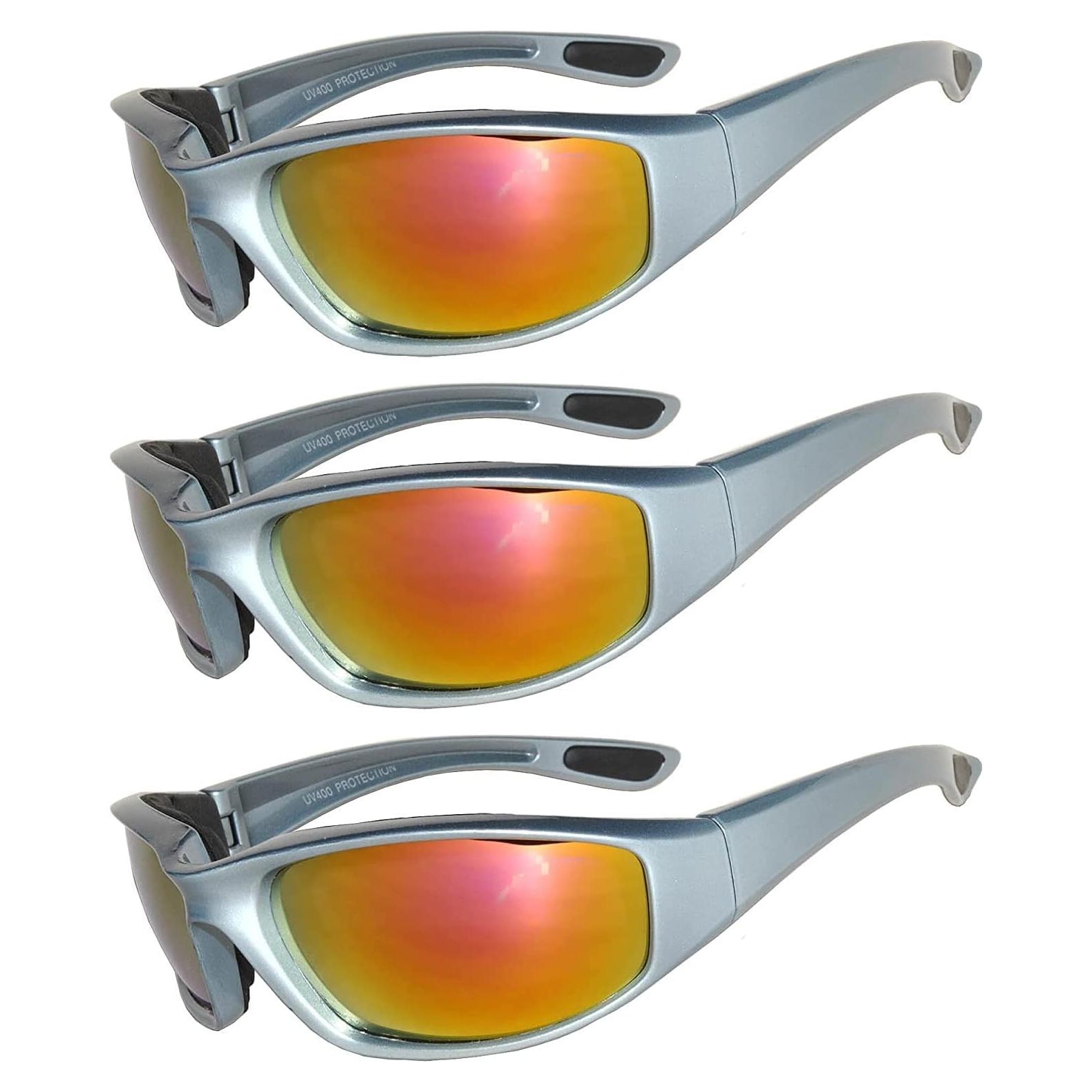 Paquete de 3 Gafas de Motocicleta Acolchadas UV400