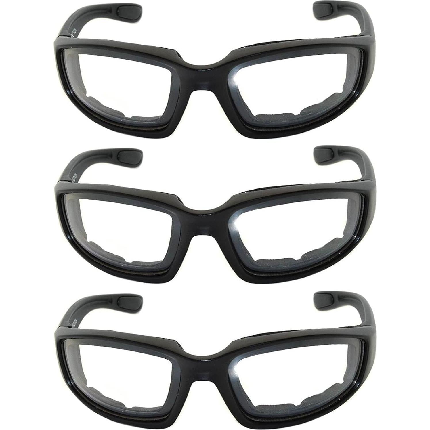 Paquete de 3 Gafas de Motocicleta Acolchadas UV400