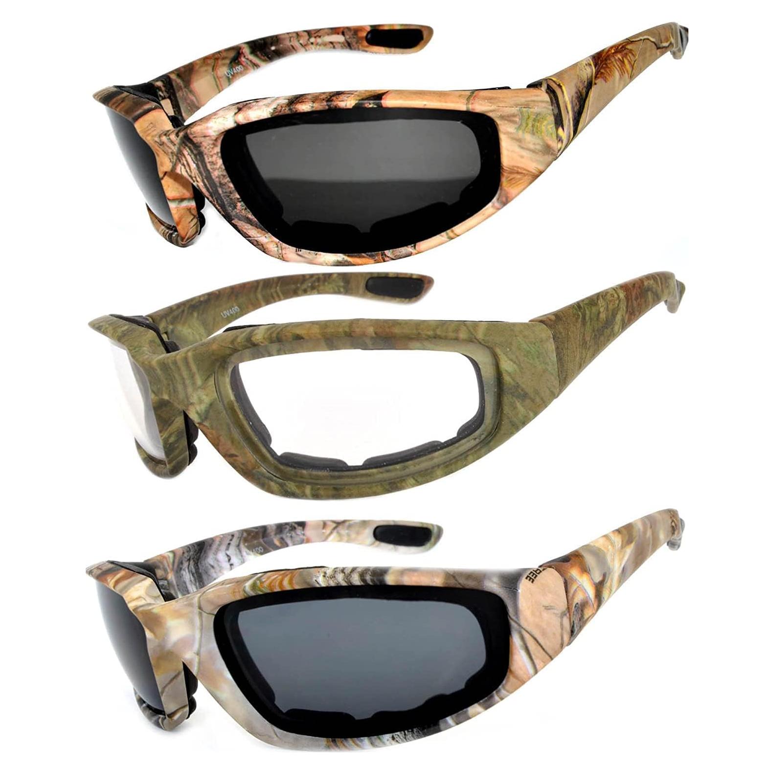 Paquete de 3 Gafas de Motocicleta Acolchadas UV400