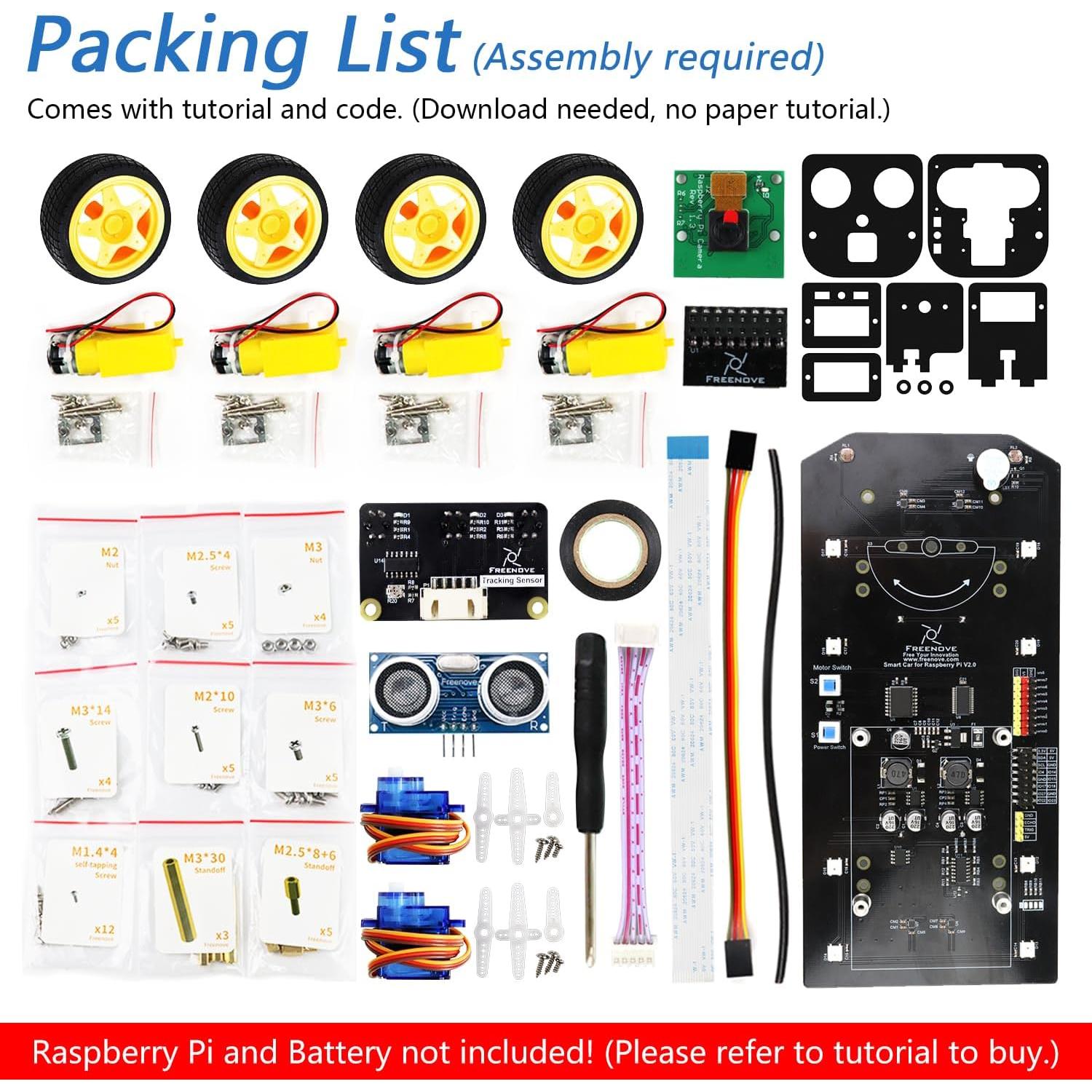 Freenove Kit Coche Inteligente 4WD para Raspberry Pi 21x15x12.5cm