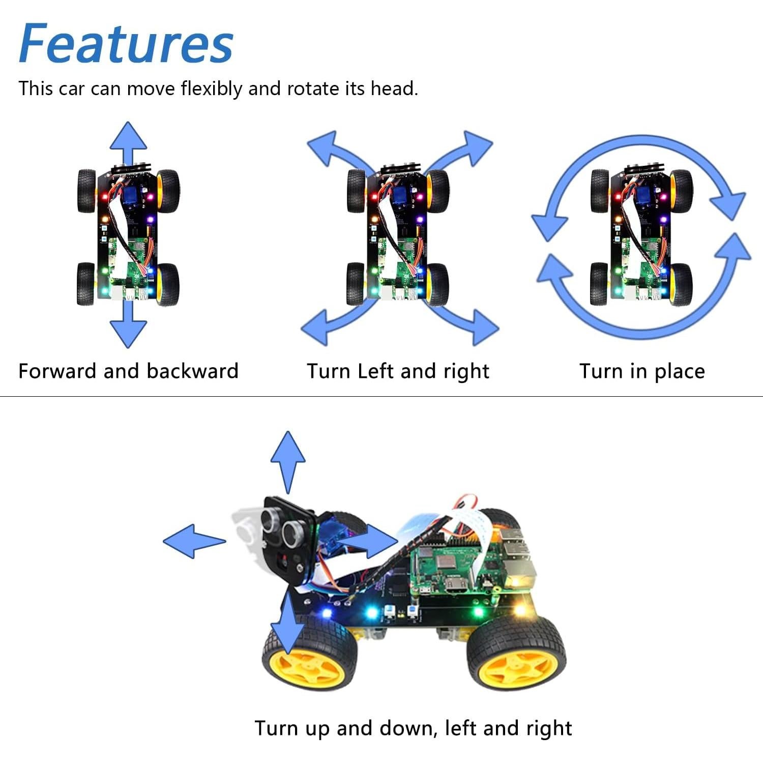 Freenove Kit Coche Inteligente 4WD para Raspberry Pi 21x15x12.5cm