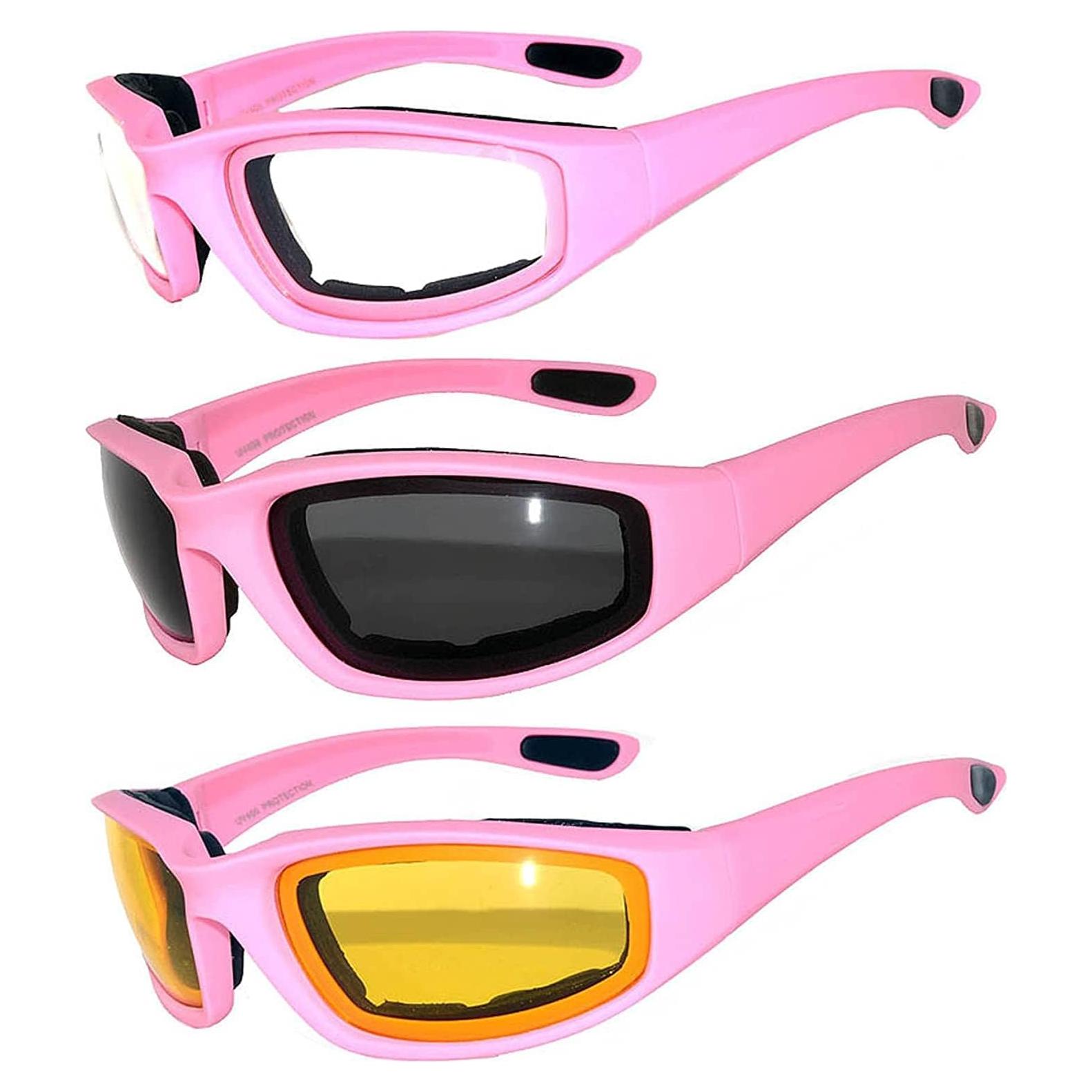 Paquete de 3 Gafas de Motocicleta Acolchadas UV400