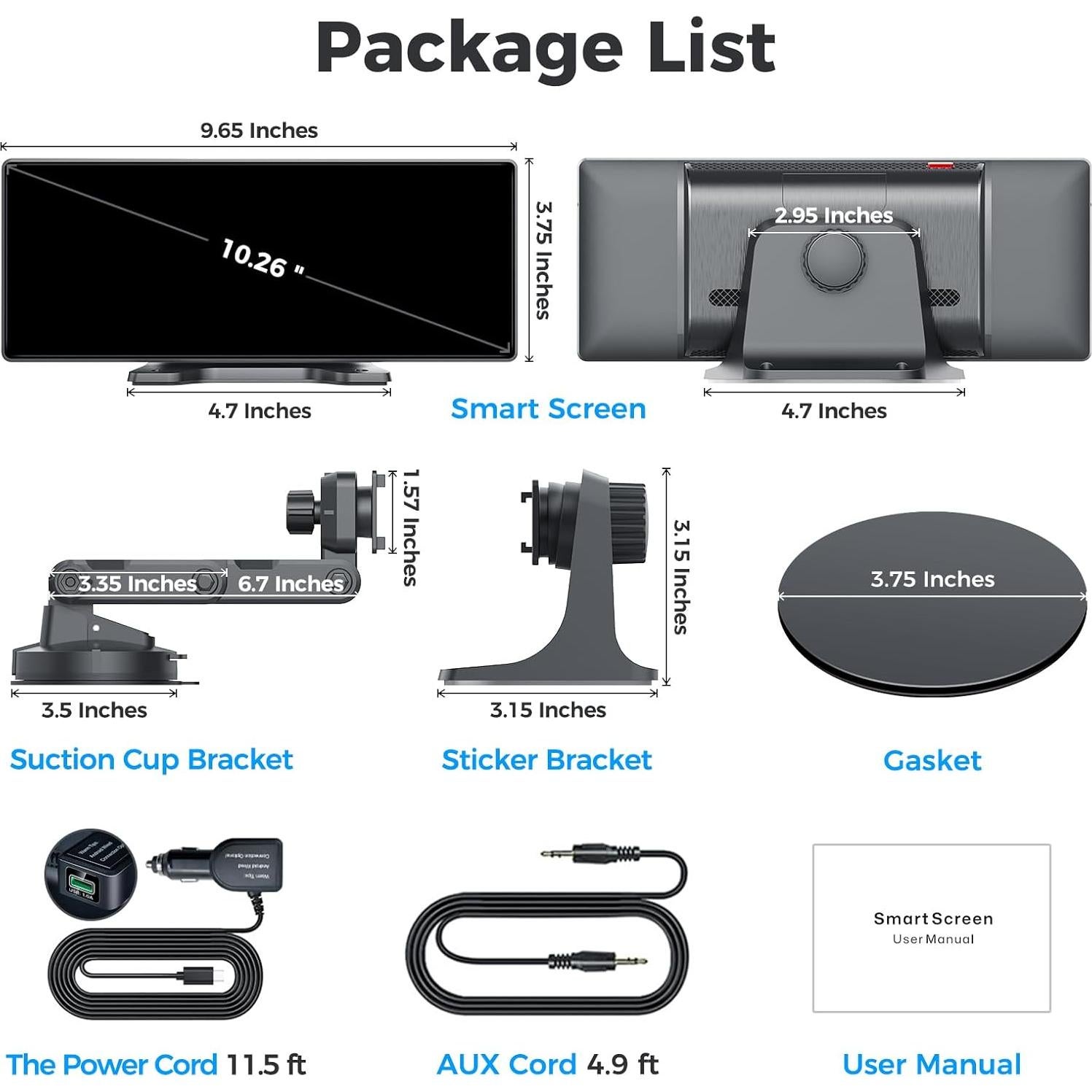 Pantalla Inalámbrica 10.26" JATAZA CarPlay y Android Auto