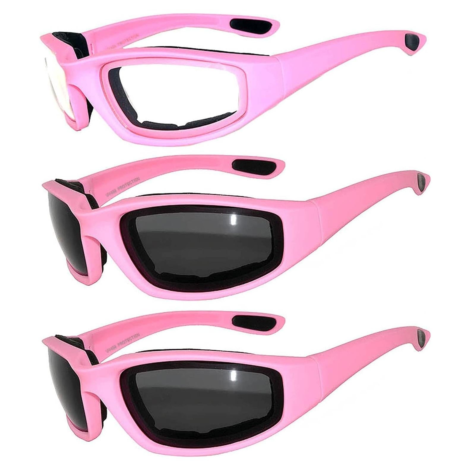 Paquete de 3 Gafas de Motocicleta Acolchadas UV400