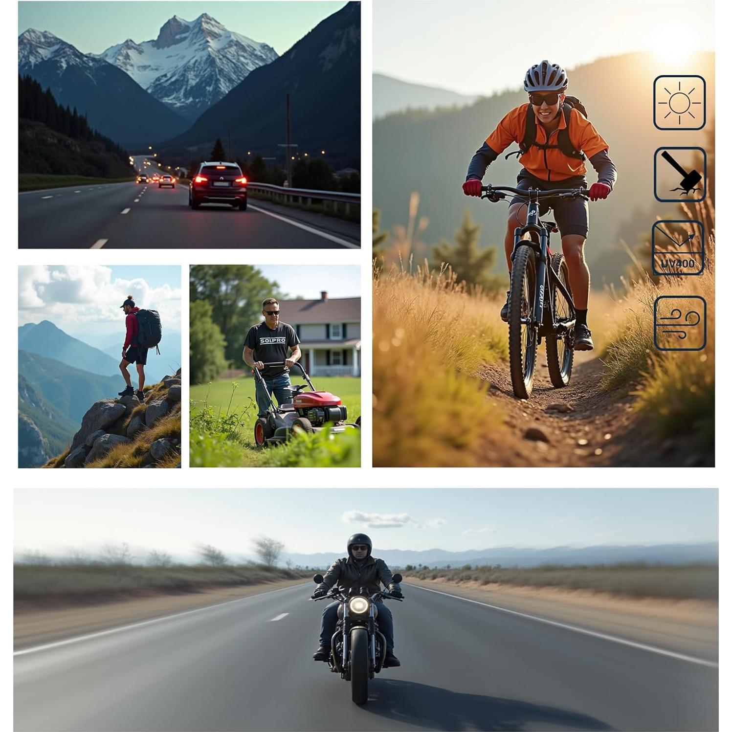 Gafas de sol de seguridad Marrón Humo para Motocicleta