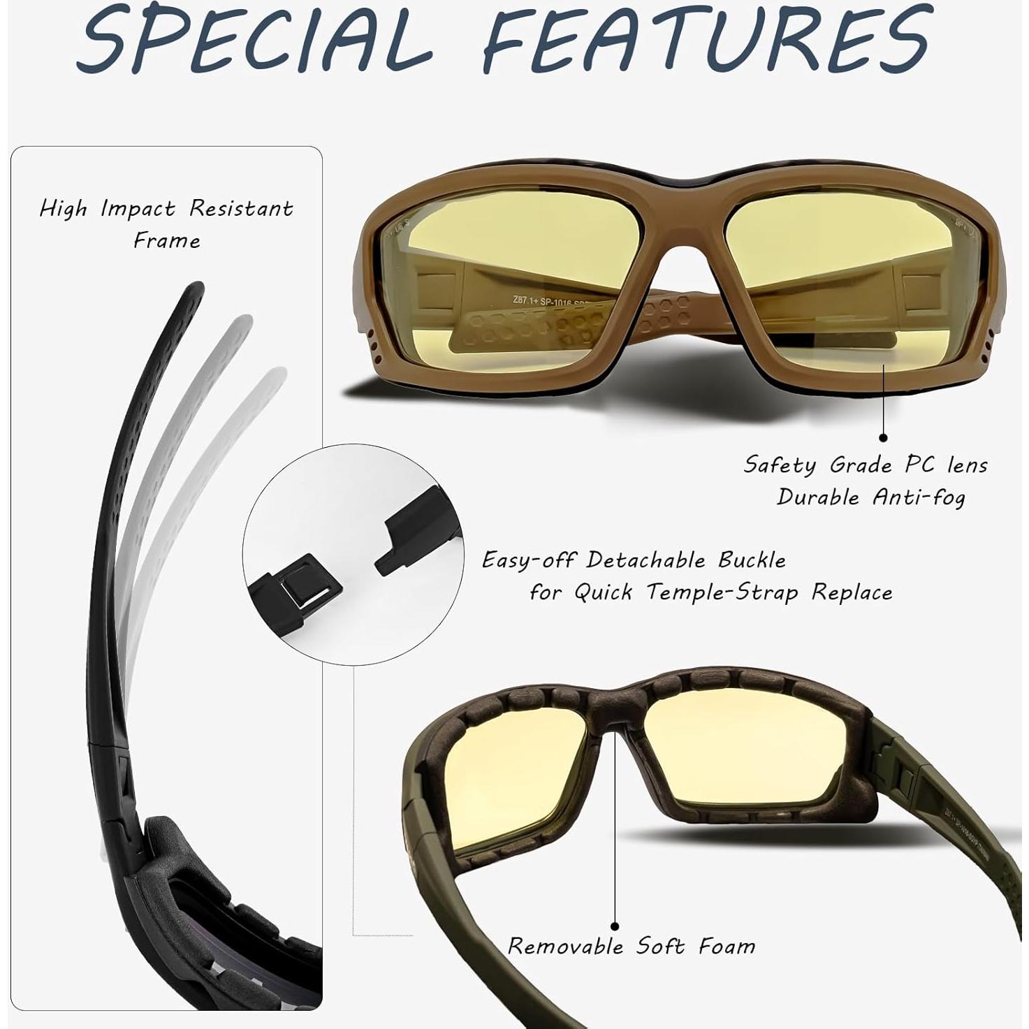 Gafas de sol de seguridad SOLPRO con lente amarilla antiempañante