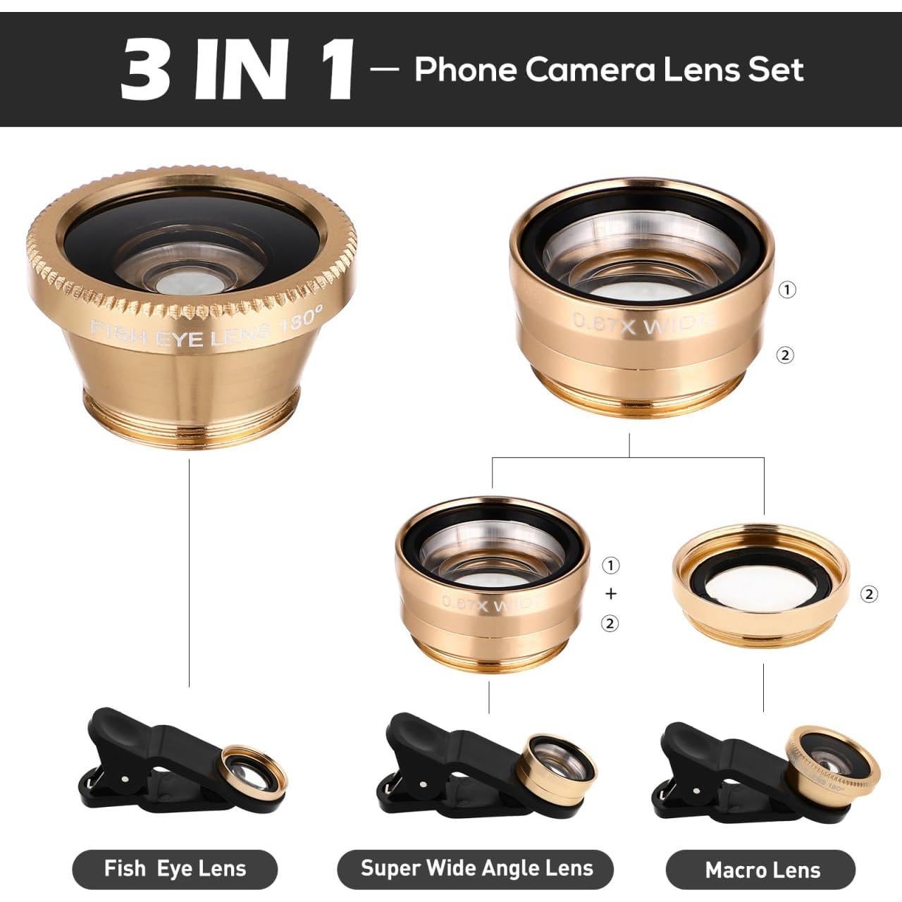 Kit de Lentes de Cámara para Teléfono ULTECHNOVO 3 en 1