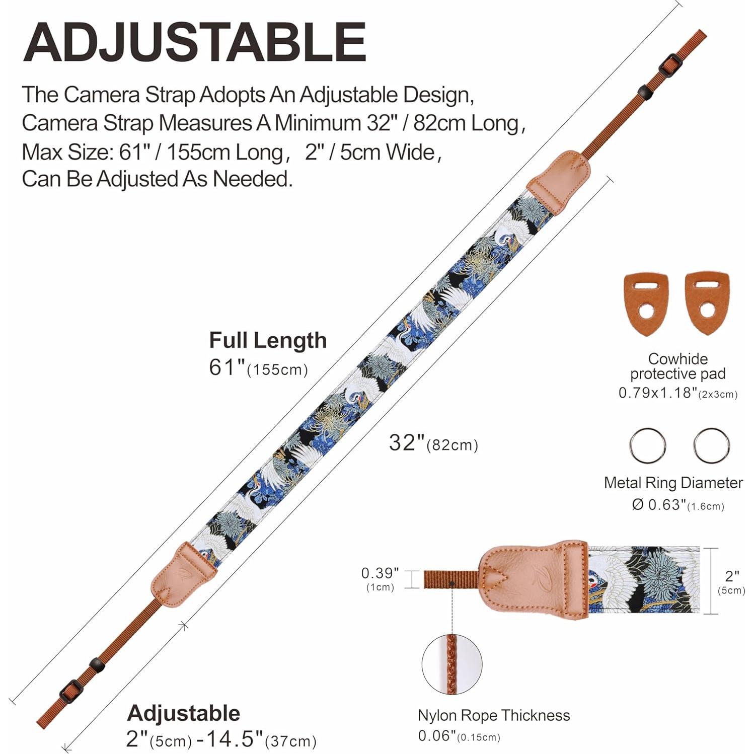 Correa de cámara Padwa Lifestyle Grulla Azul 2" Ajustable