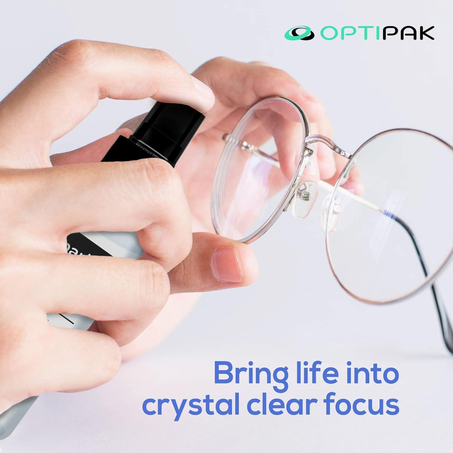 Kit de limpieza de lentes OPTIPAK - 2 Spray 30ml + 2 Paños