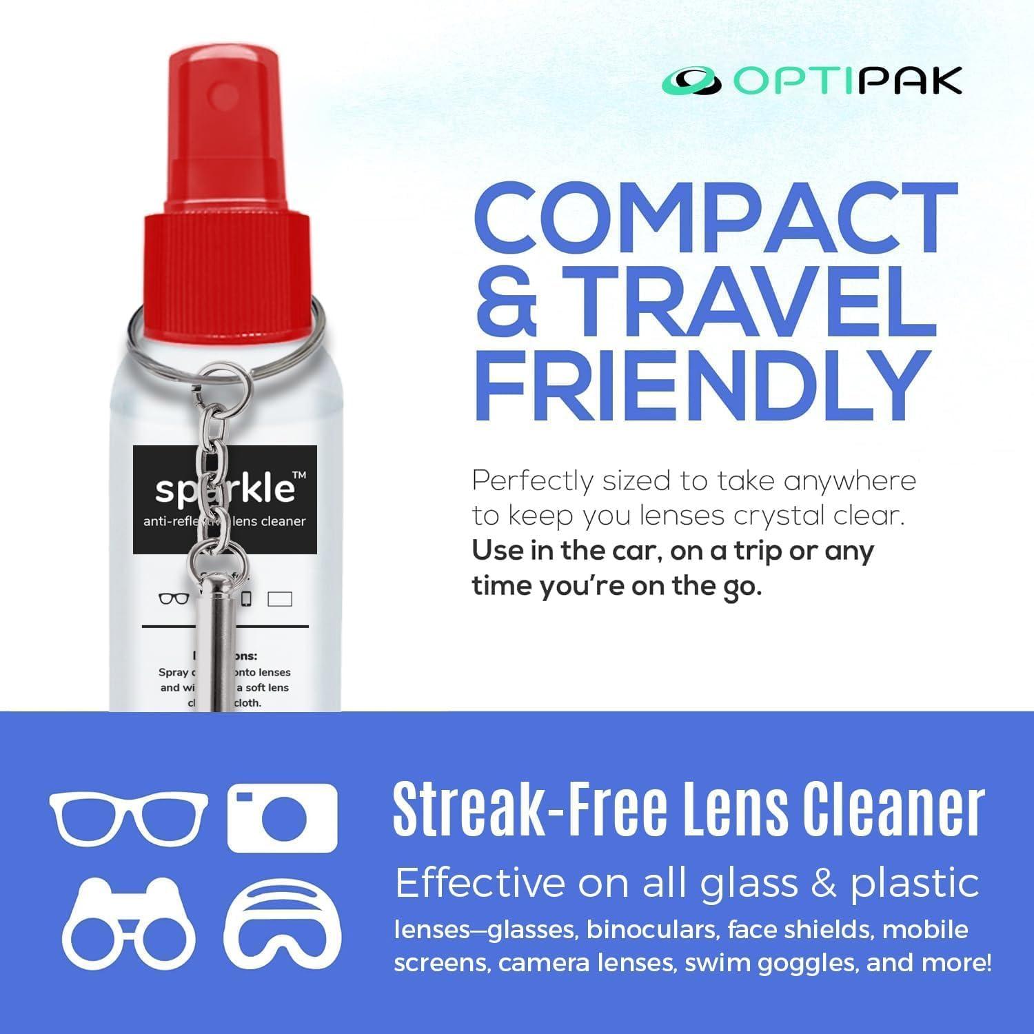 Kit de limpieza de lentes OPTIPAK - 2 sprays 59ml + paños
