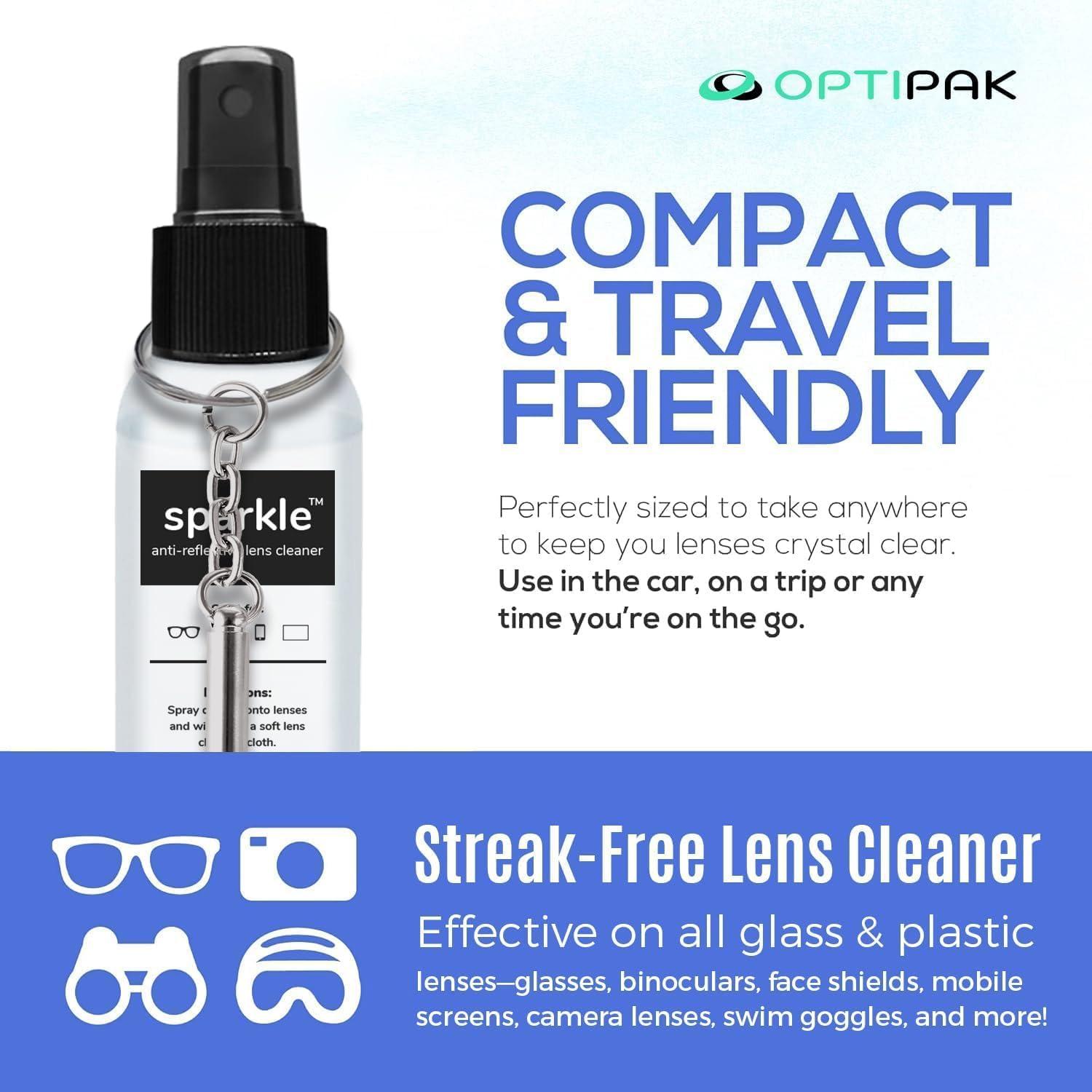 Kit de limpieza de lentes OPTIPAK - 2 Spray 30ml + 2 Paños