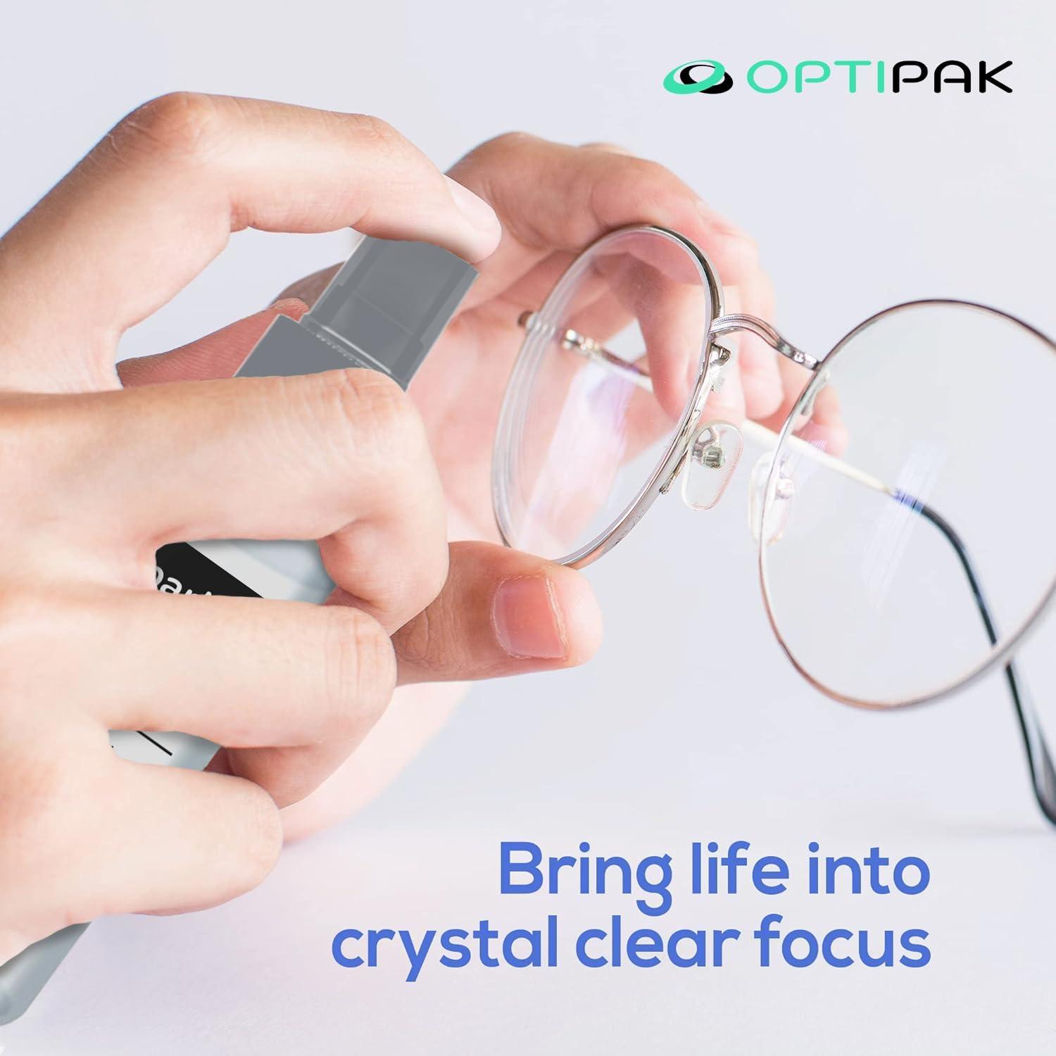 Kit de limpieza de lentes OPTIPAK - 2 Spray 29,57ml + Paños