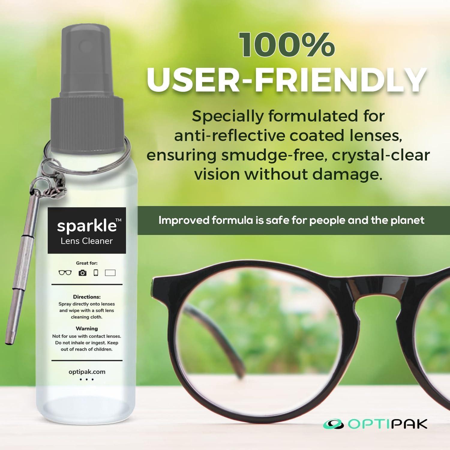 Kit de limpieza de lentes OPTIPAK - 2 Spray 29,57ml + Paños
