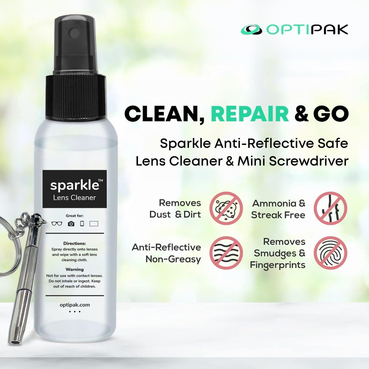 Kit de Limpieza de Lentes OPTIPAK - 2x59ml Spray + Paños
