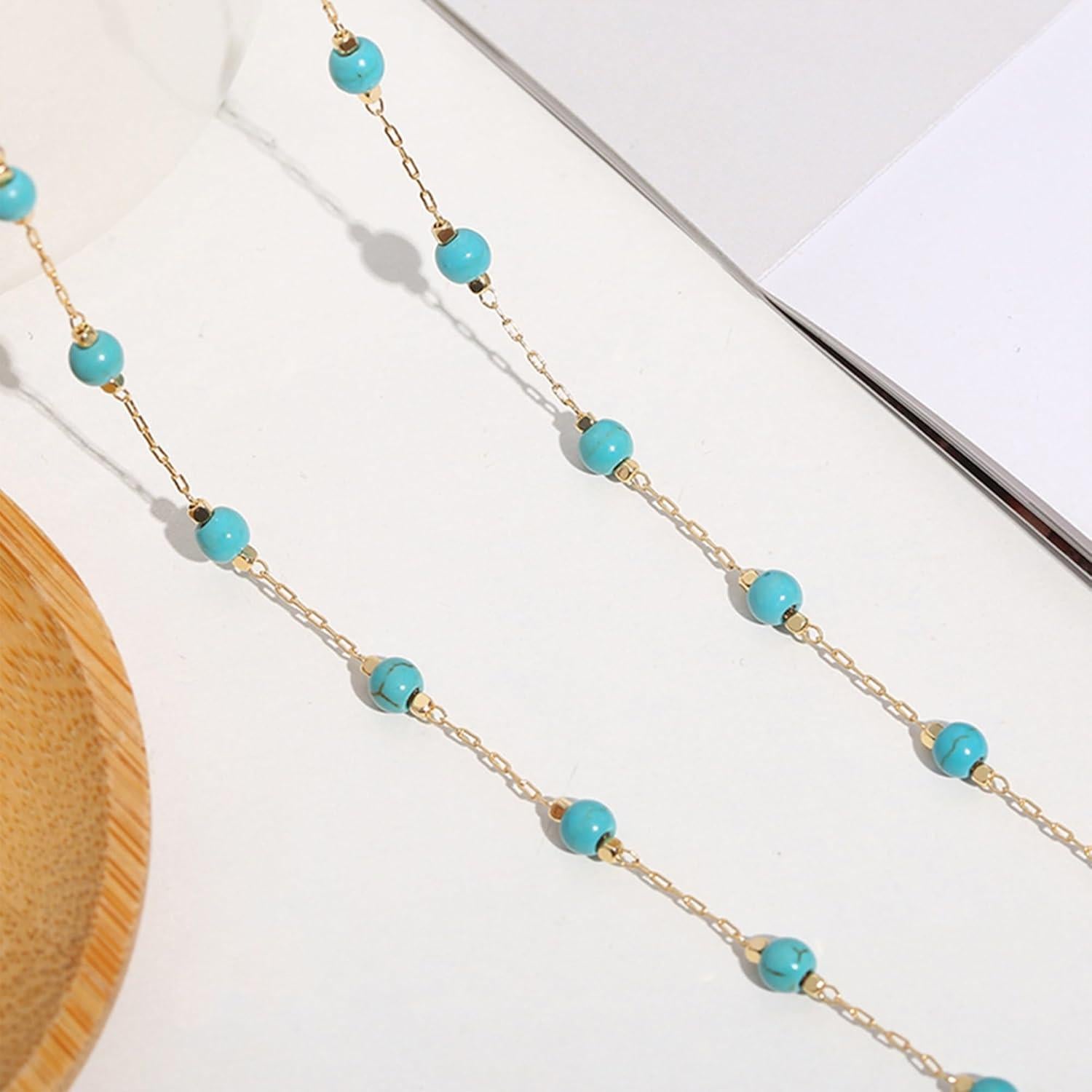 Cadena de Gafas JURYLOO Turquesa Natural 71.88 cm