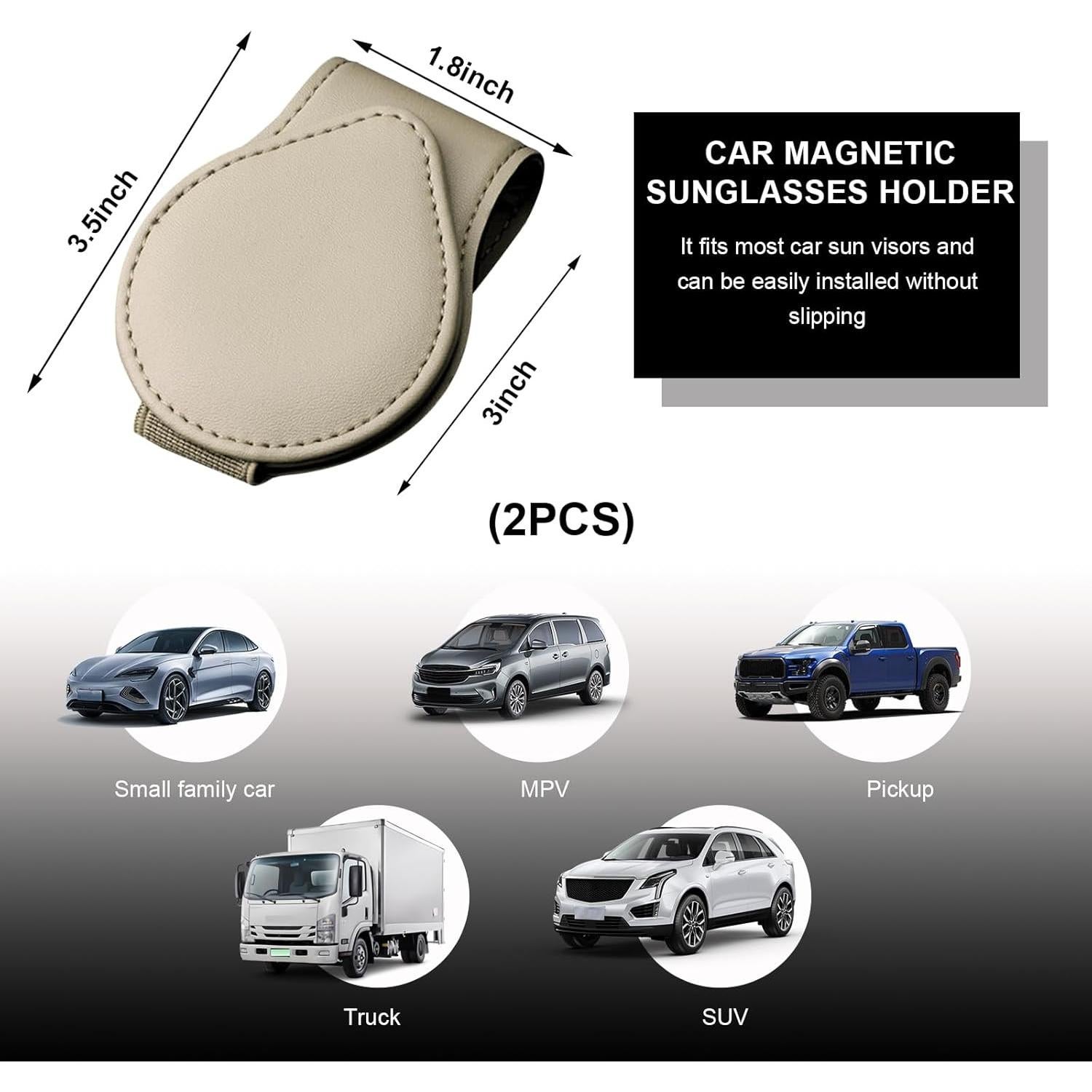 Soporte de Gafas para Visera de Coche Sylvil 2 Pcs Beige