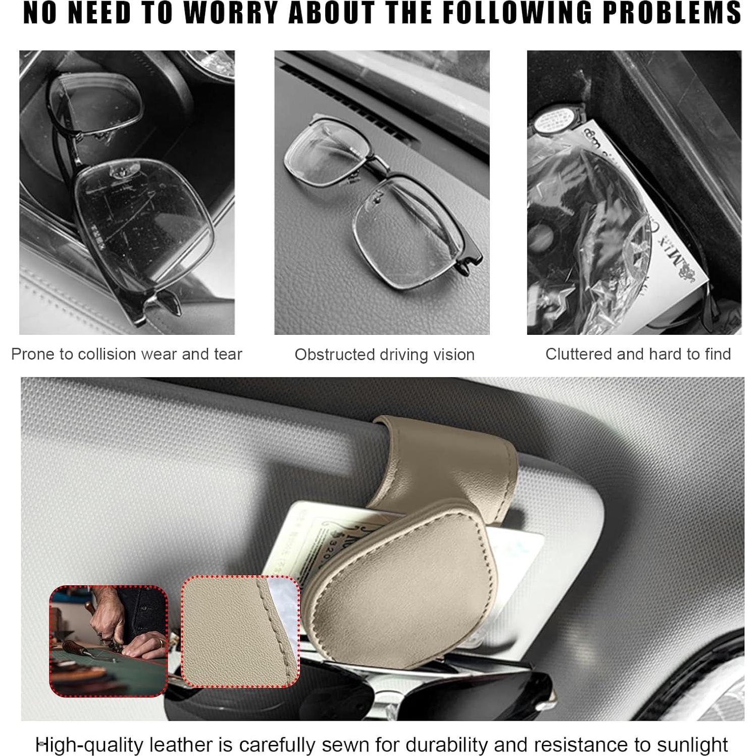 Soporte de Gafas para Visera de Coche Sylvil 2 Pcs Beige