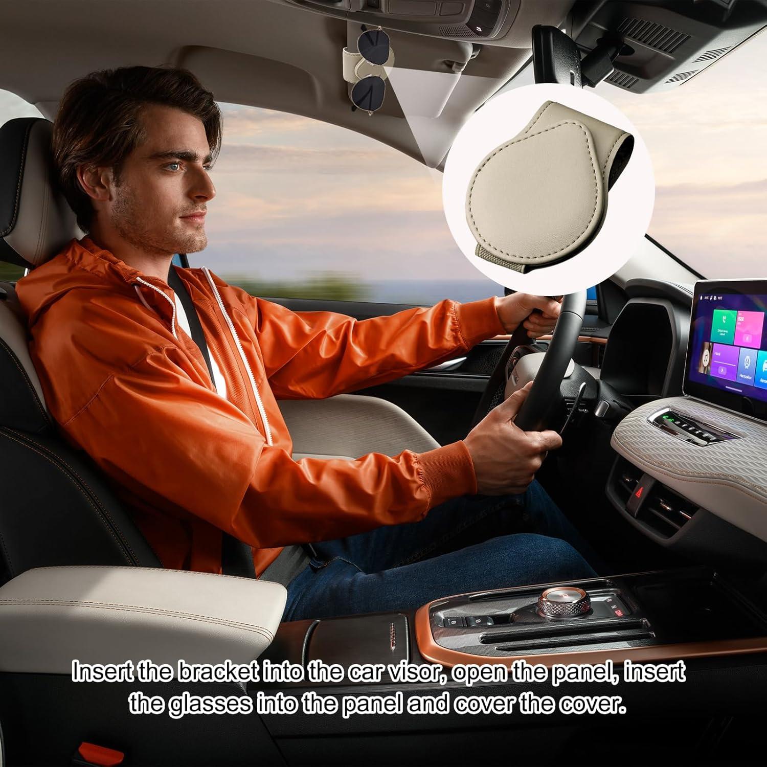 Soporte de Gafas para Visera de Coche Sylvil 2 Pcs Beige