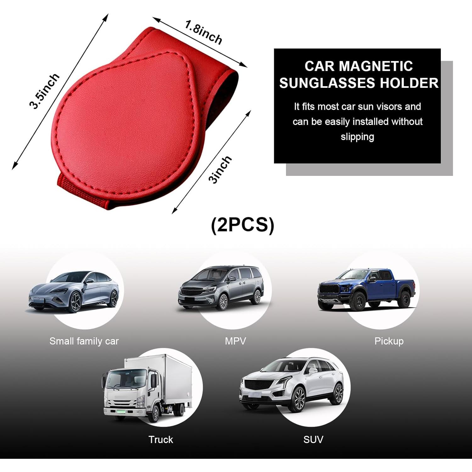 Soporte de Gafas Sylvil para Visera de Coche 2 Pcs Rojo