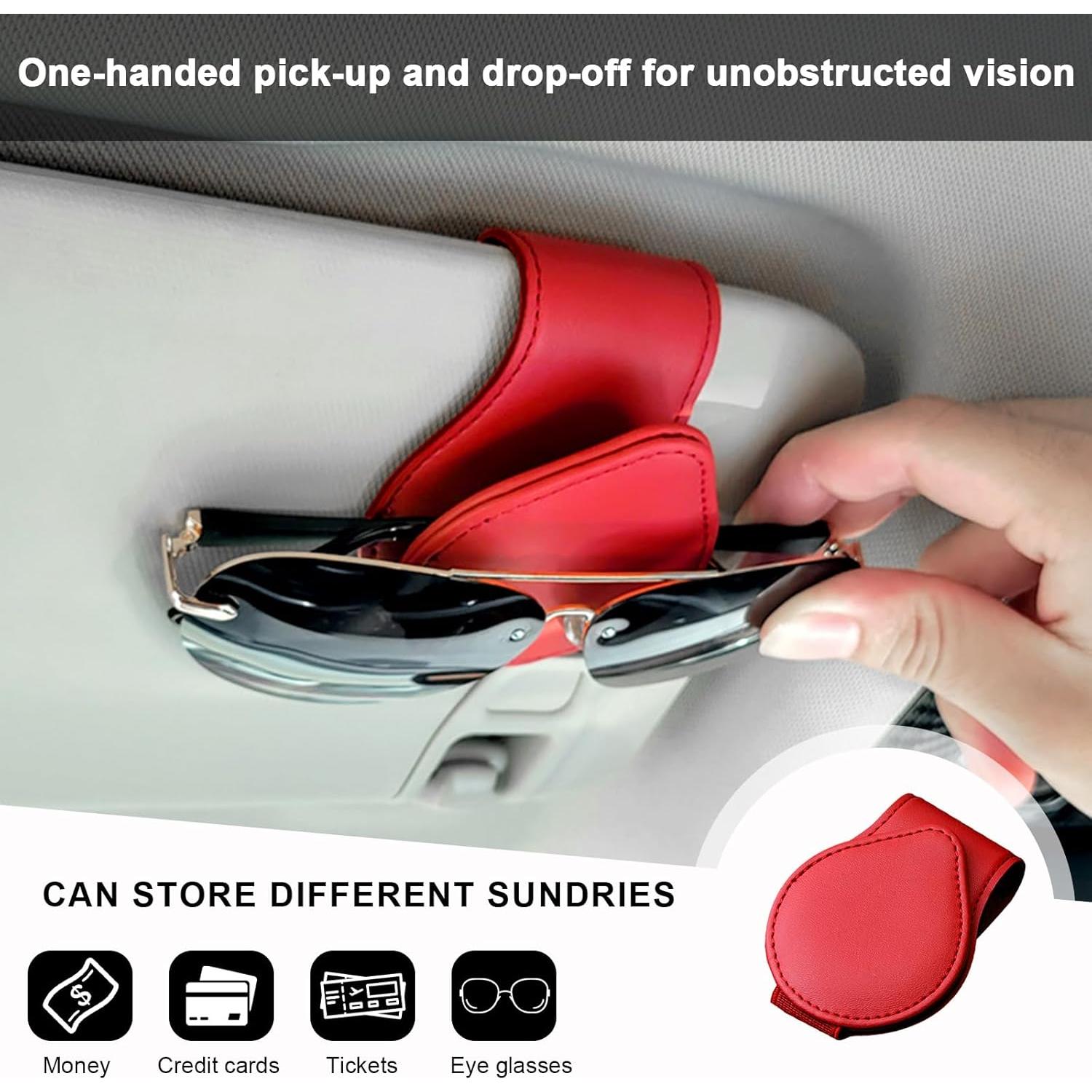 Soporte de Gafas Sylvil para Visera de Coche 2 Pcs Rojo