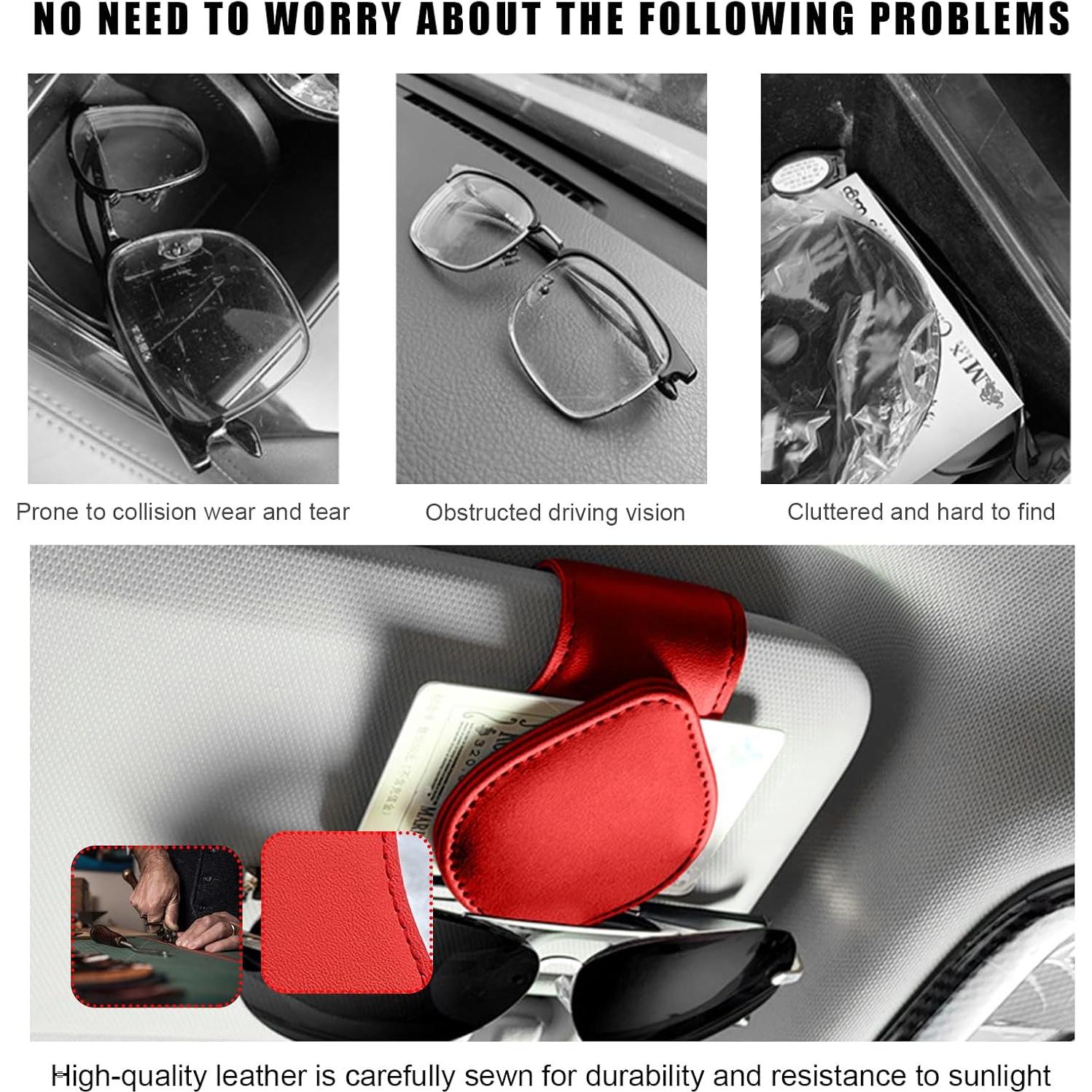 Soporte de Gafas Sylvil para Visera de Coche 2 Pcs Rojo