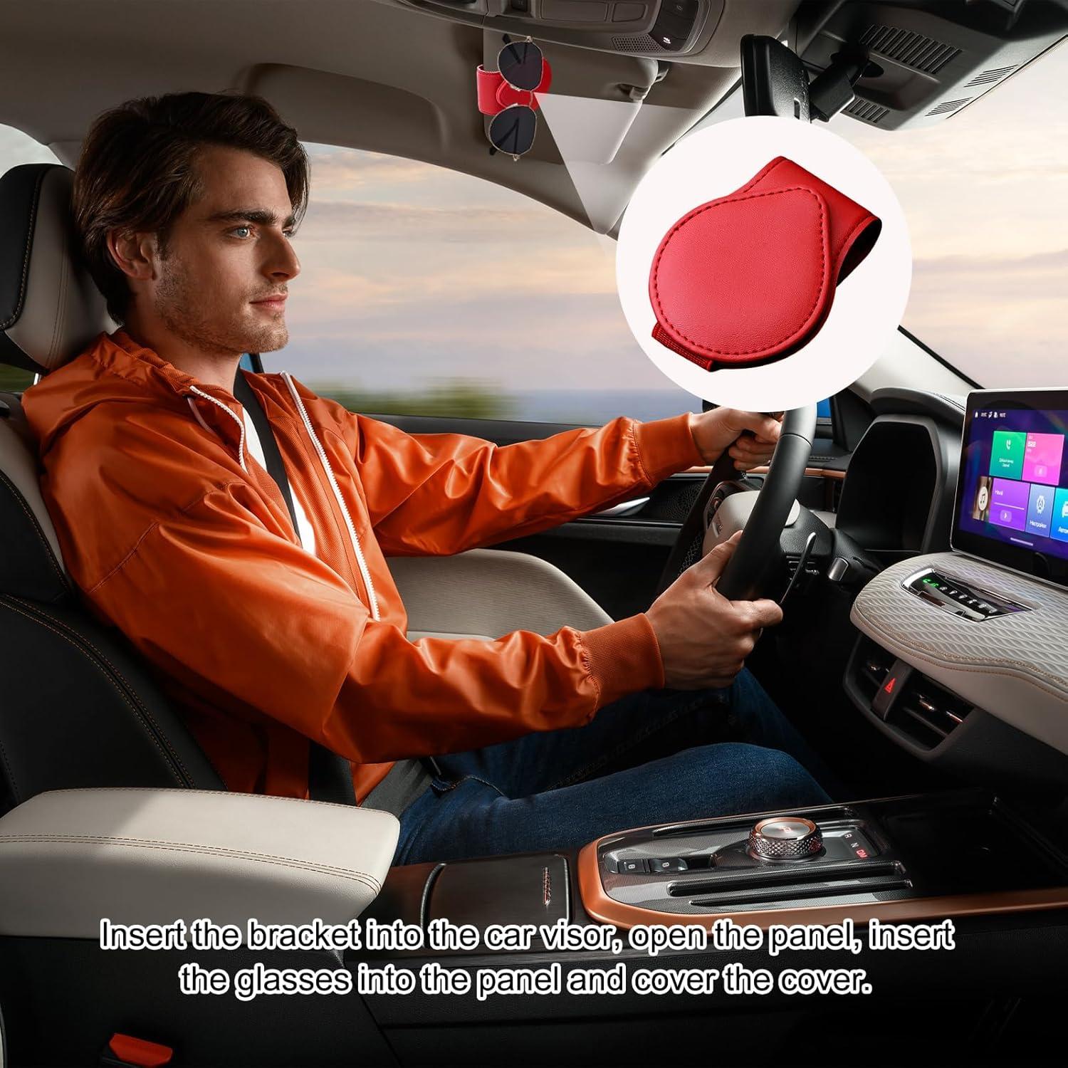 Soporte de Gafas Sylvil para Visera de Coche 2 Pcs Rojo