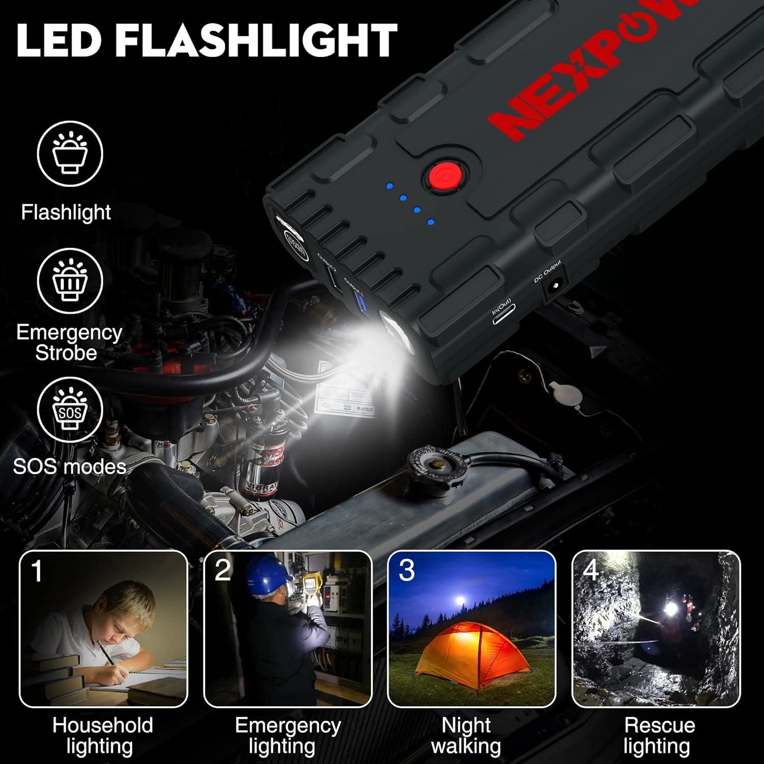 NEXPOW Arrancador de Batería 2000A 12V Portátil con USB