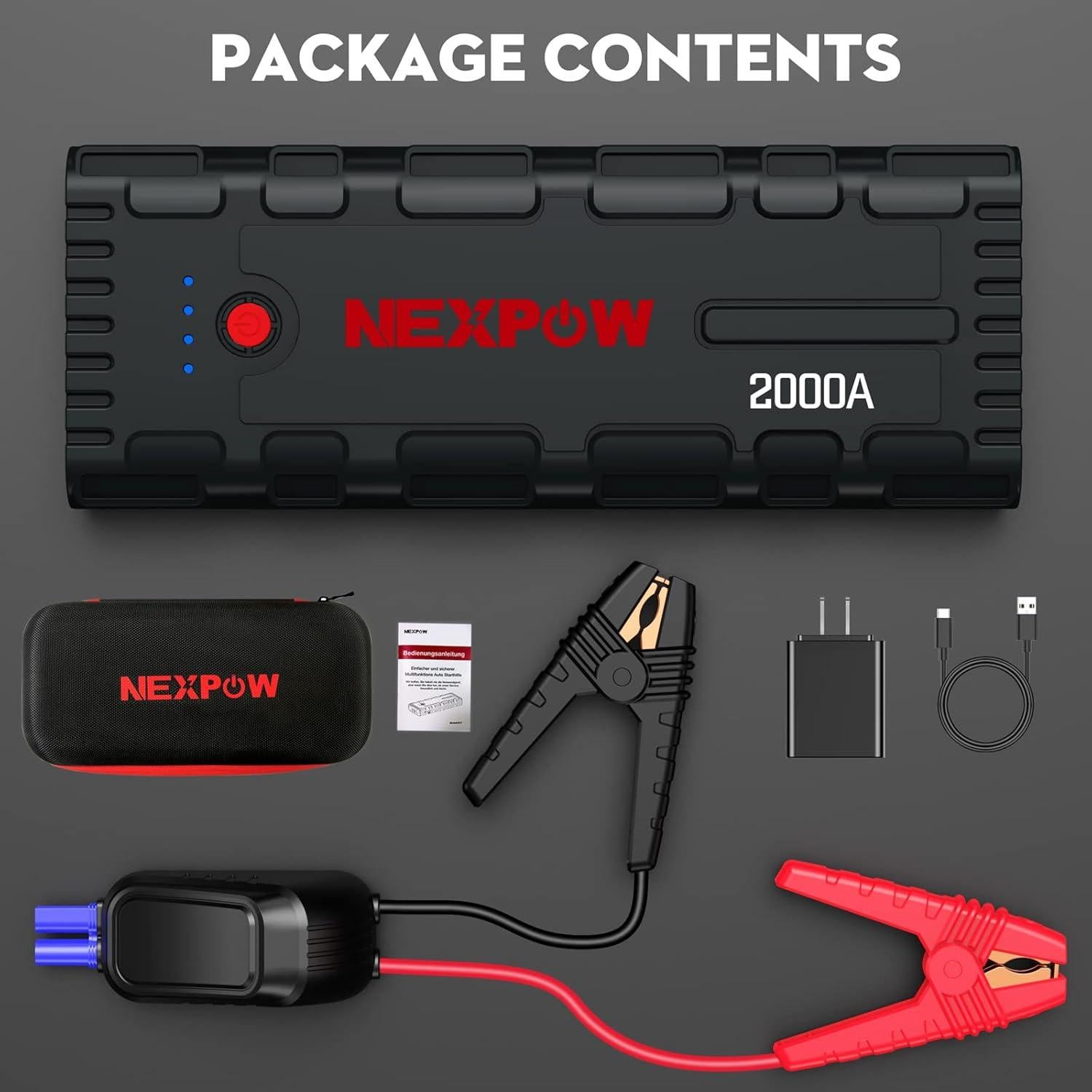 NEXPOW Arrancador de Batería 2000A 12V Portátil con USB