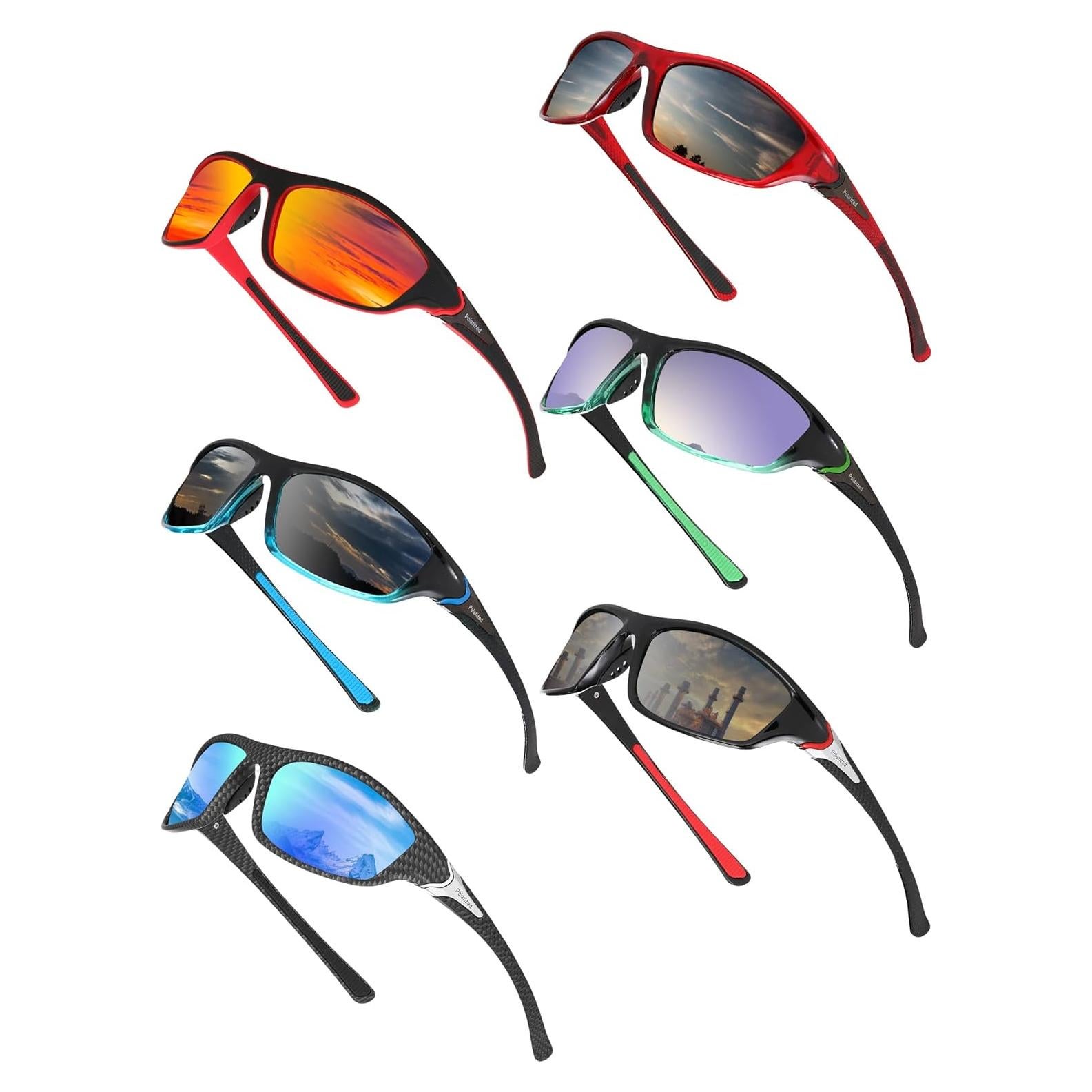 Gafas de Sol Deportivas Polarizadas Frienda - 6 Paquetes para Hombres