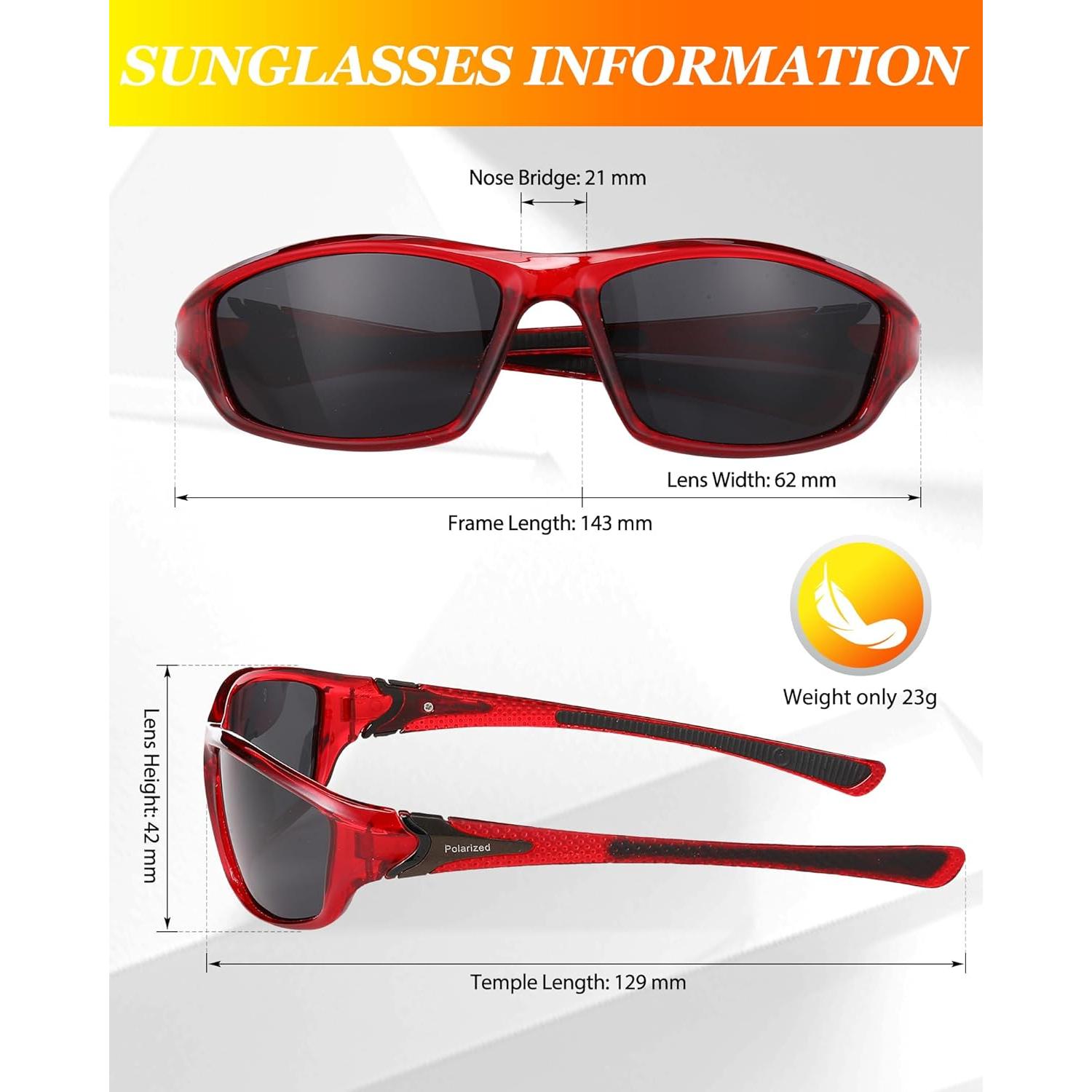 Gafas de Sol Deportivas Polarizadas Frienda - 6 Paquetes para Hombres