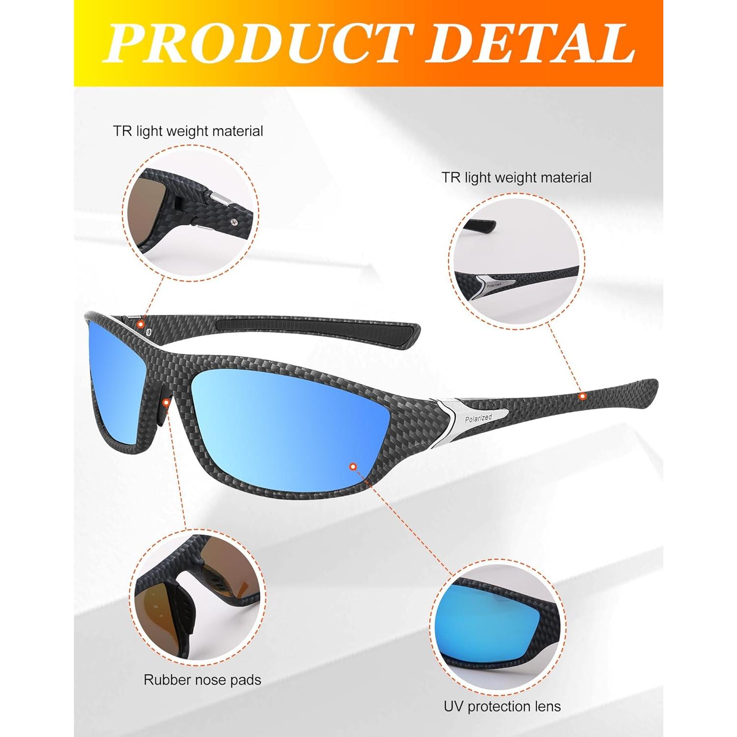 Gafas de Sol Deportivas Polarizadas Frienda - 6 Paquetes para Hombres