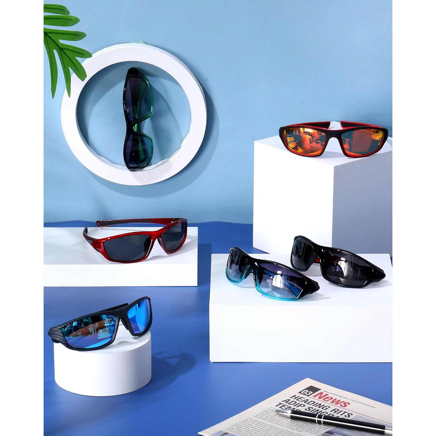 Gafas de Sol Deportivas Polarizadas Frienda - 6 Paquetes para Hombres