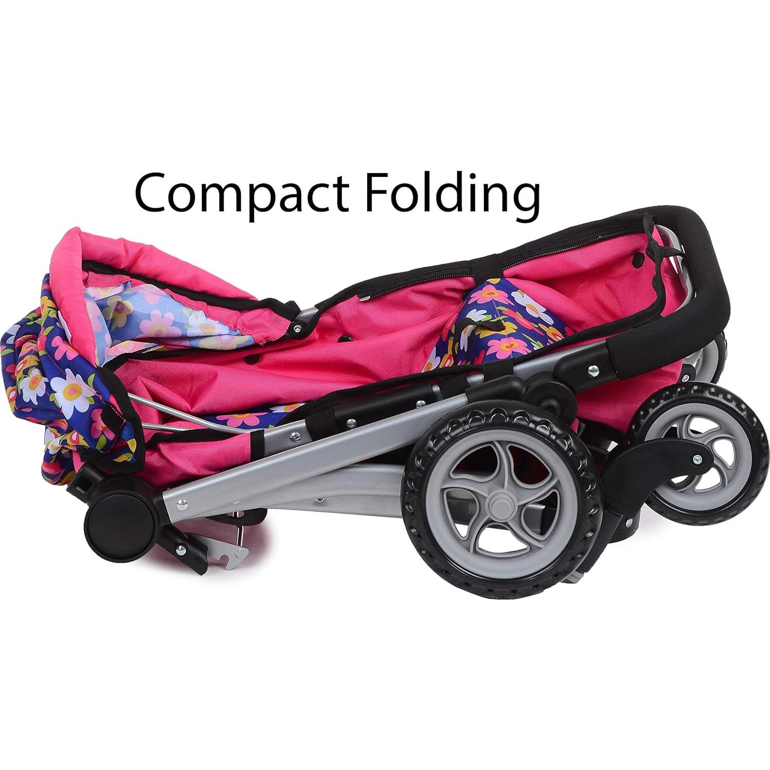 Cochecito Plegable Fash N Kolor para Muñeca Floral 2 en 1