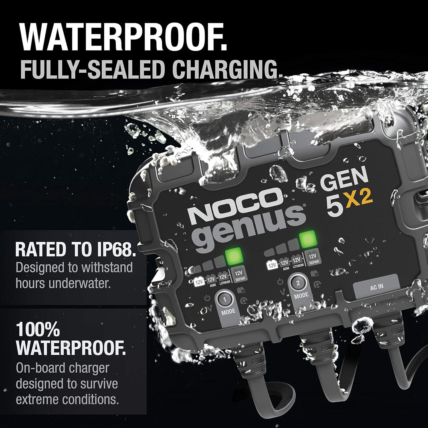 Cargador de Baterías NOCO GEN5X2 10A 2 Bancos a Prueba de Agua