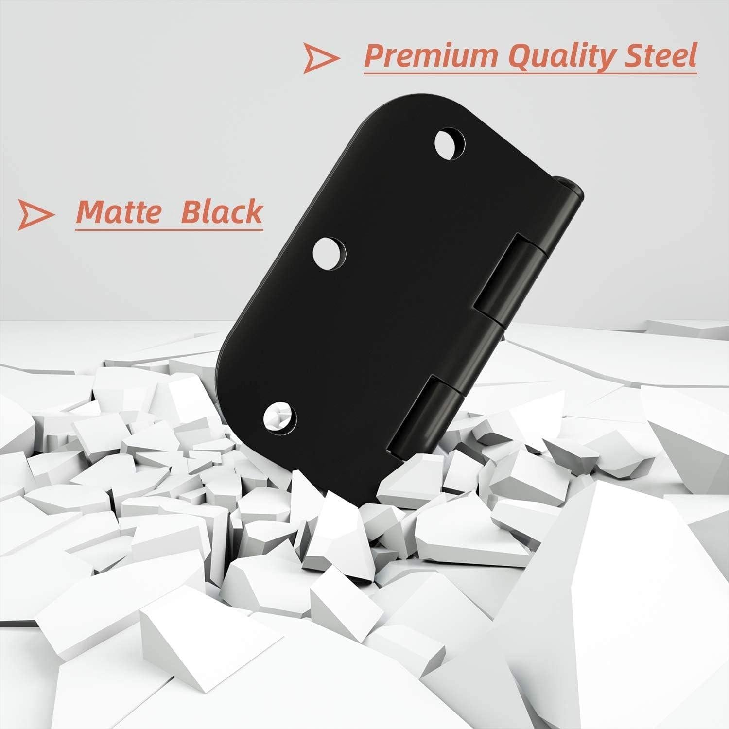 Bisagras de Puerta HOSOM 3.5" x 3.5" Negras Mate 3 Pzas