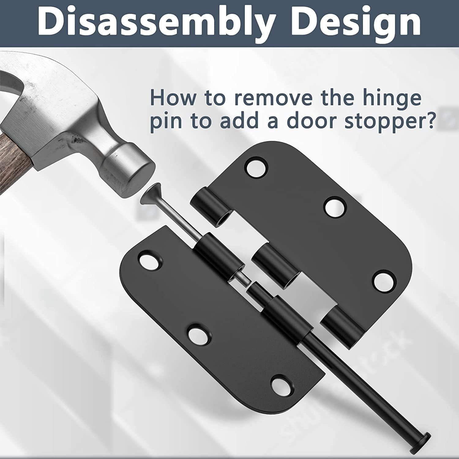 Bisagras de Puerta HOSOM 3.5" x 3.5" Negras Mate 3 Pzas