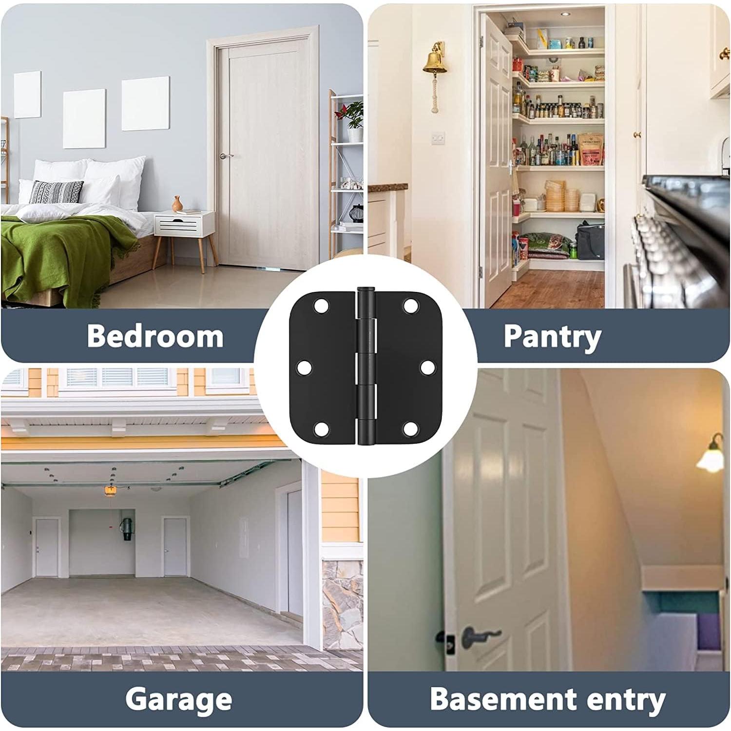 Bisagras de Puerta HOSOM 3.5" x 3.5" Negras Mate 3 Pzas