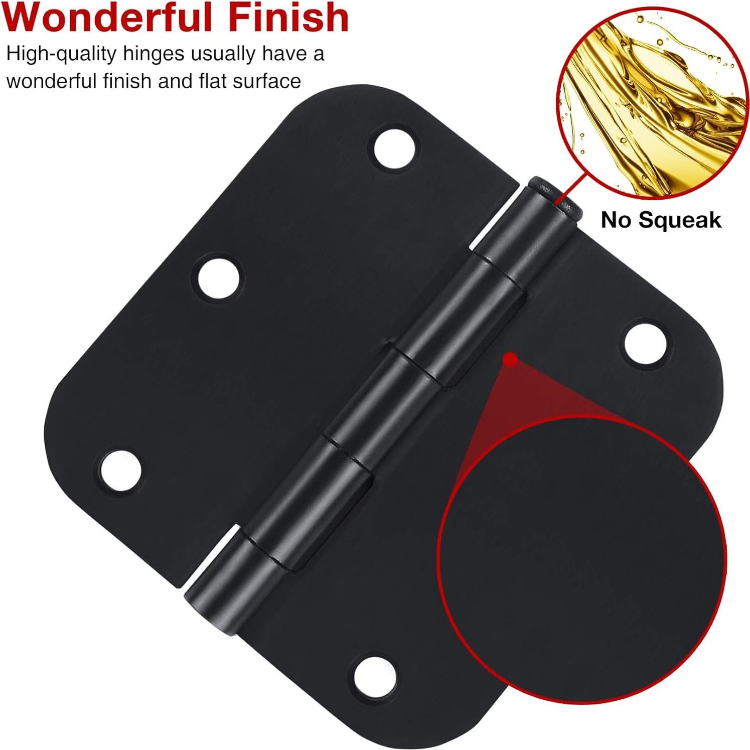 Paquete de 6 bisagras de puerta negras mate JIW 8.9 cm alta resistencia