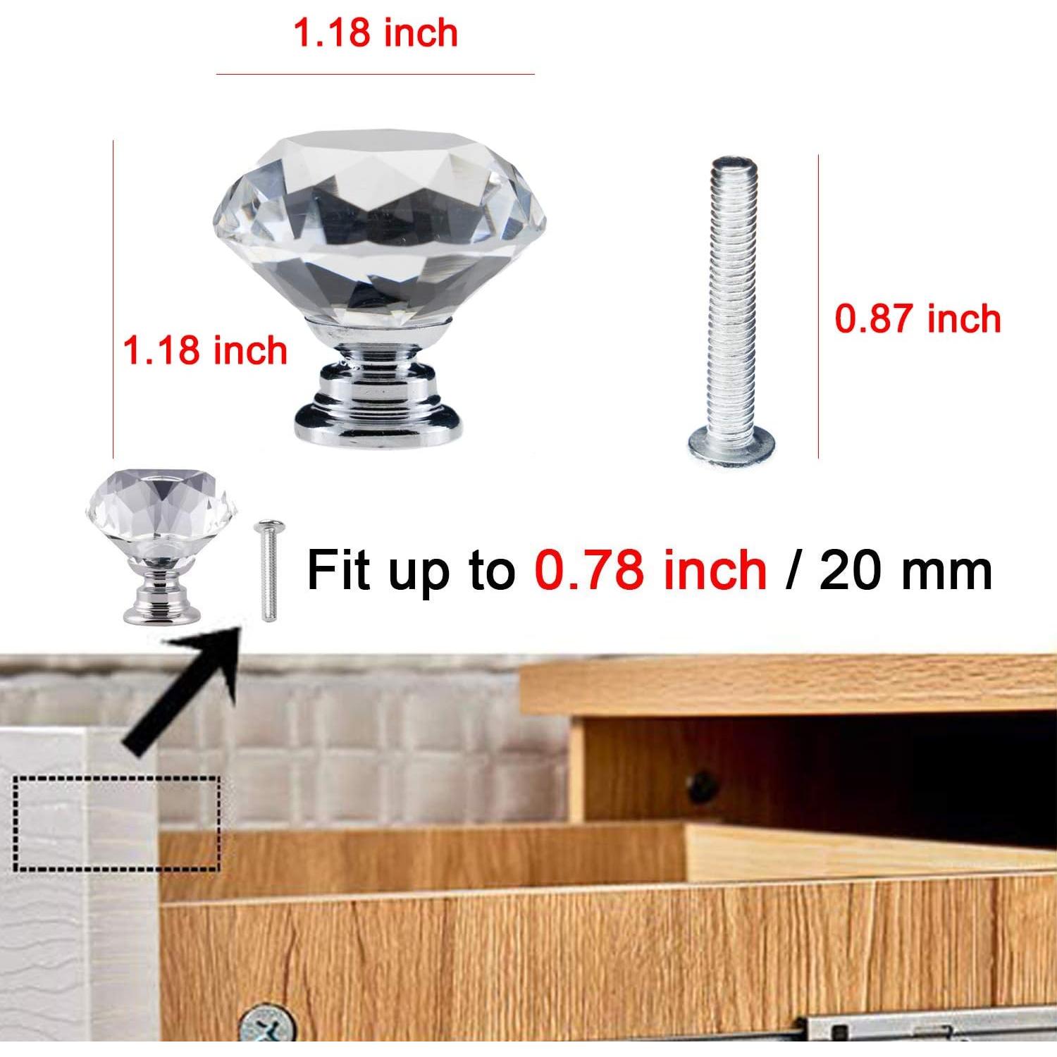 Tiradores de Cajón YourGift 12 Pack Cristal Vidrio 30mm Plata