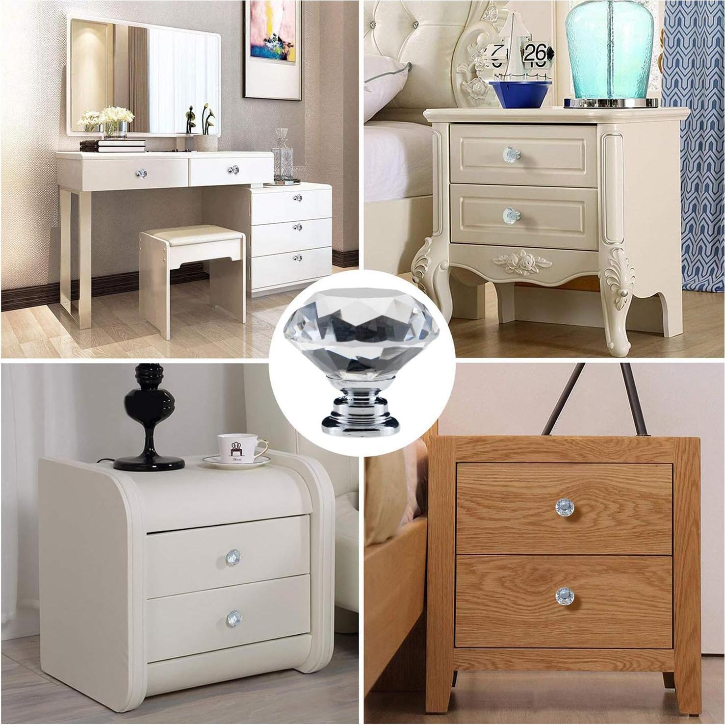 Tiradores de Cajón YourGift 12 Pack Cristal Vidrio 30mm Plata