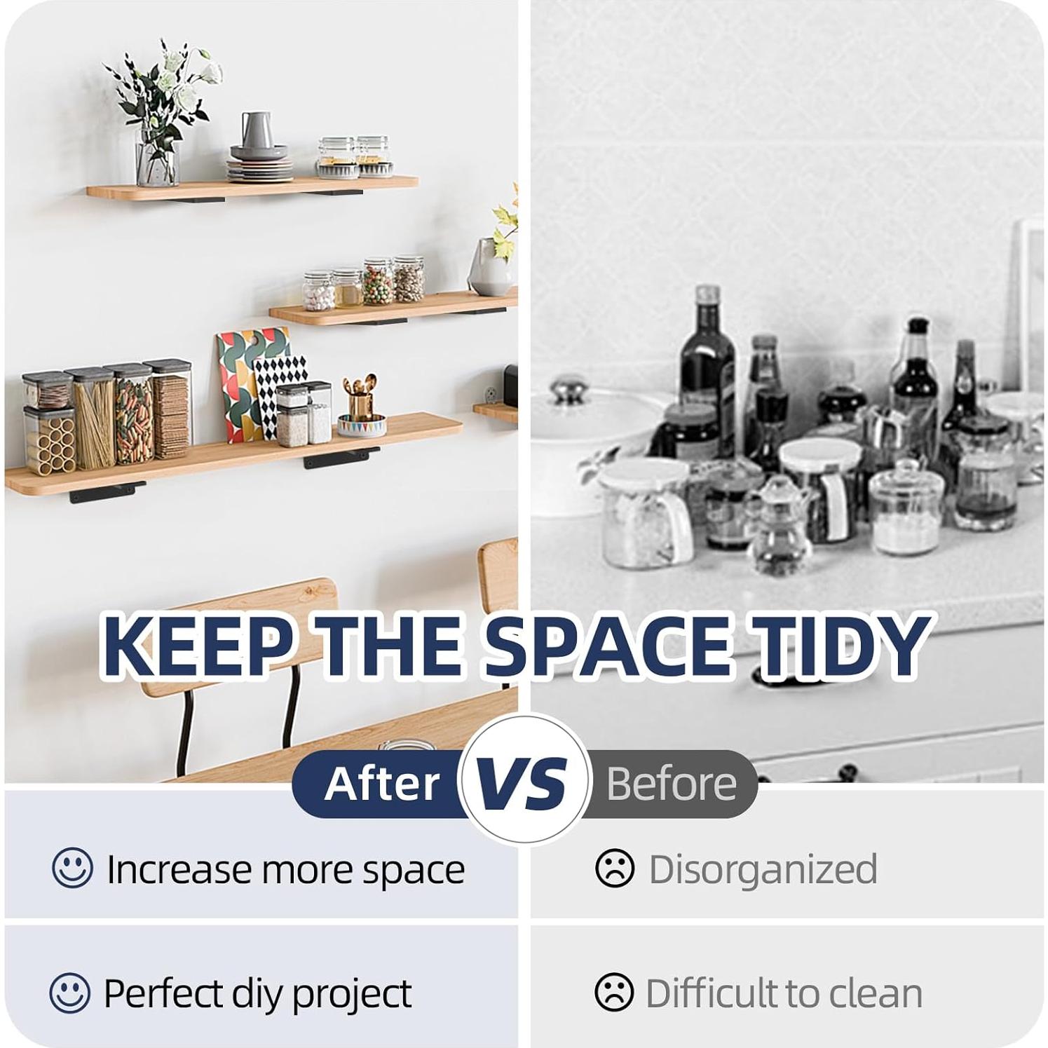 Soportes de Estante Flotante Starunder 10" Negro - 6 Paquetes