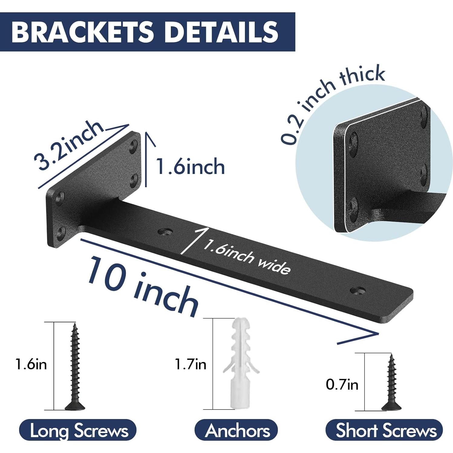 Soportes de Estante Flotante Starunder 10" Negro - 6 Paquetes